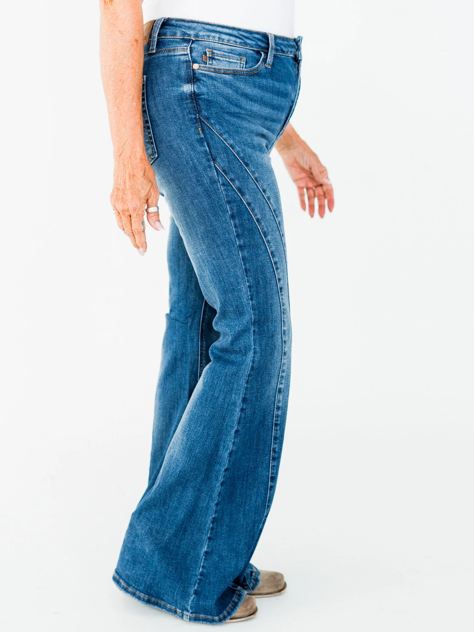 Judy Blue Mid-Rise Flare Double Angular Seam Jeans FINAL SALE - Image 11