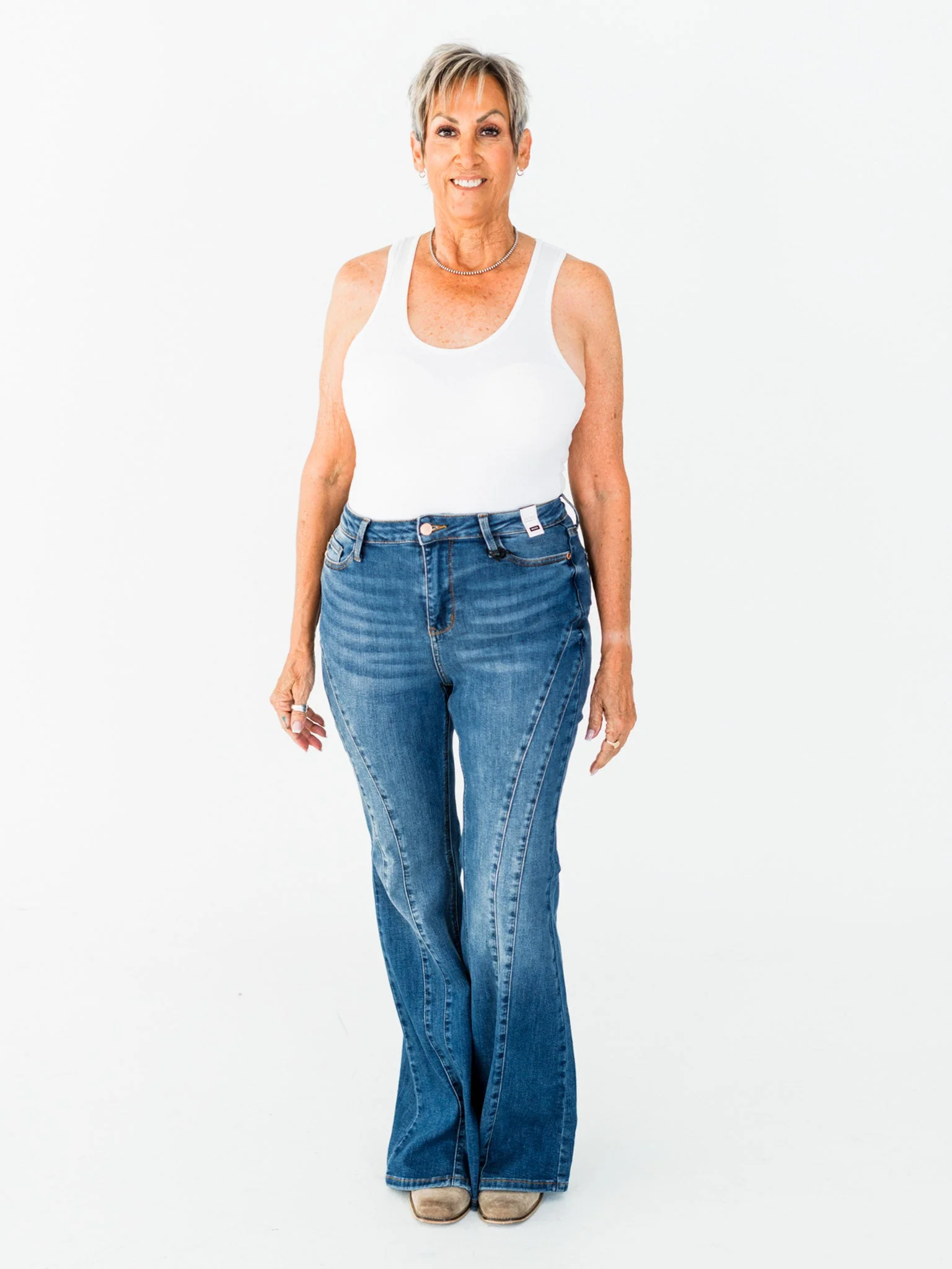 Judy Blue Mid-Rise Flare Double Angular Seam Jeans FINAL SALE - Image 8
