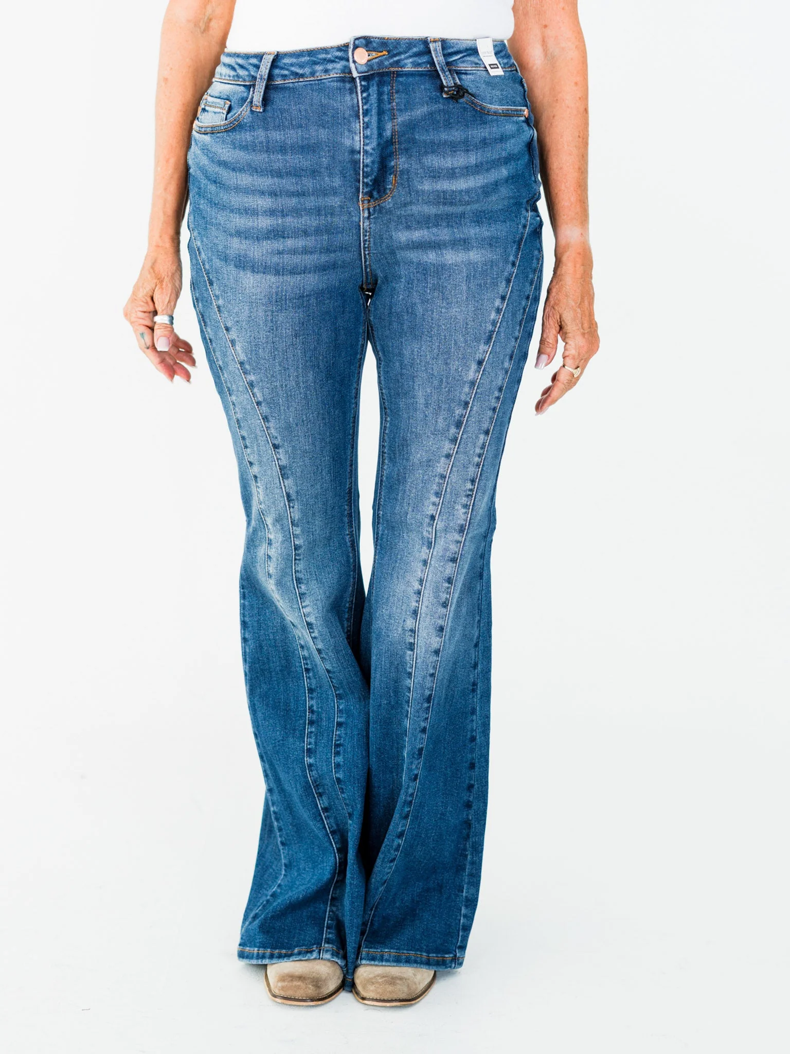 Judy Blue Mid-Rise Flare Double Angular Seam Jeans FINAL SALE - Image 9