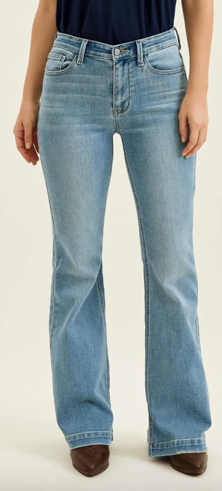 Judy Blue Mid Rise Flare Jeans With Slit Hems (Three Inseams) - Image 10