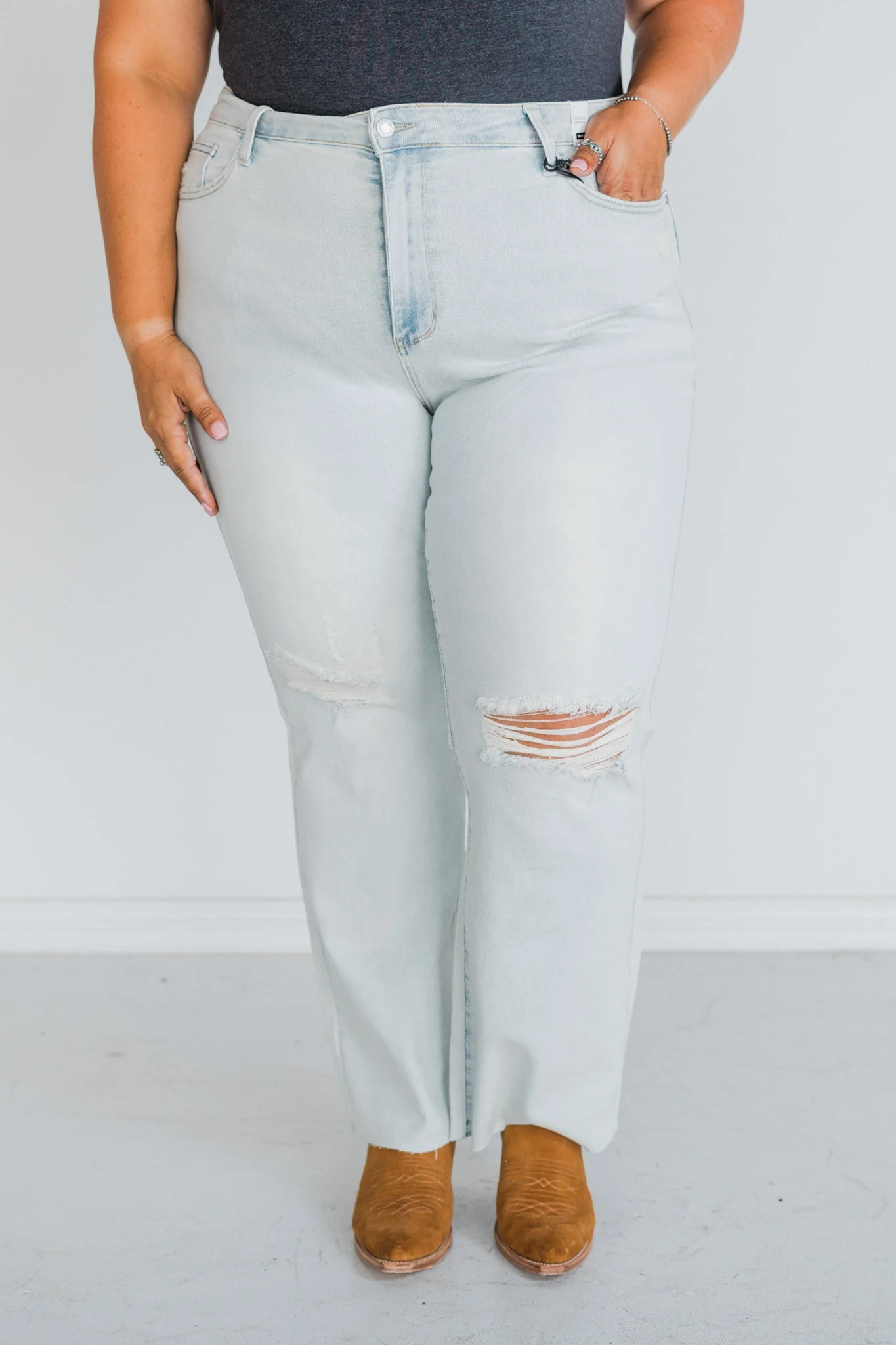 Judy Blue Mid-Rise & Fray Hem Bootcut Jeans - Image 11