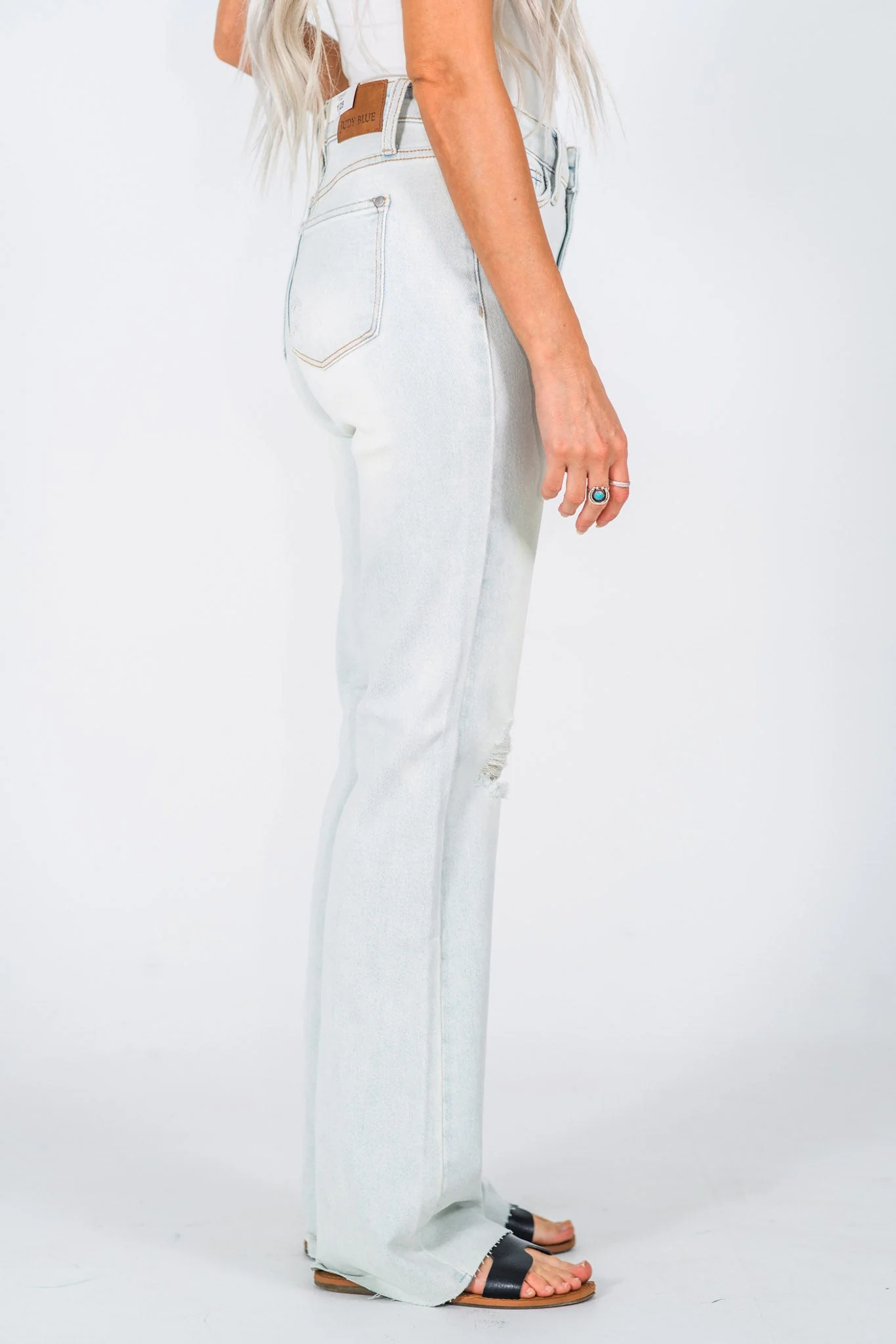 Judy Blue Mid-Rise & Fray Hem Bootcut Jeans - Image 4