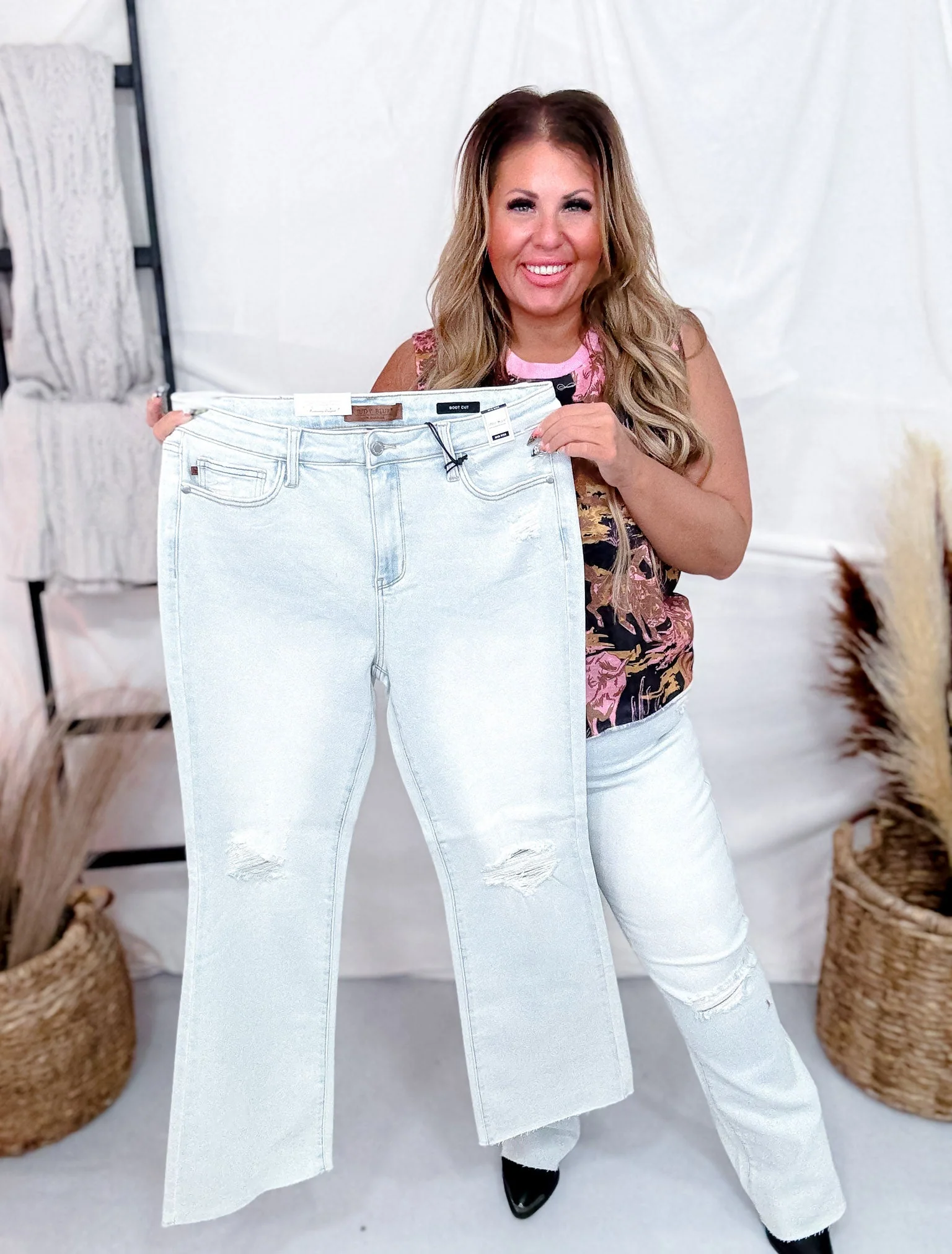 Judy Blue Mid-Rise & Fray Hem Bootcut Jeans - Image 5