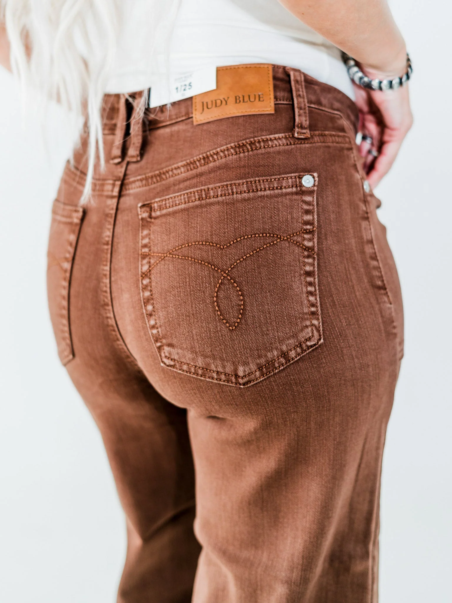 Judy Blue Mid-Rise Wide Leg Cropped Maple Garment Dyed Utility Pocket Jeans FINAL SALE - Image 8