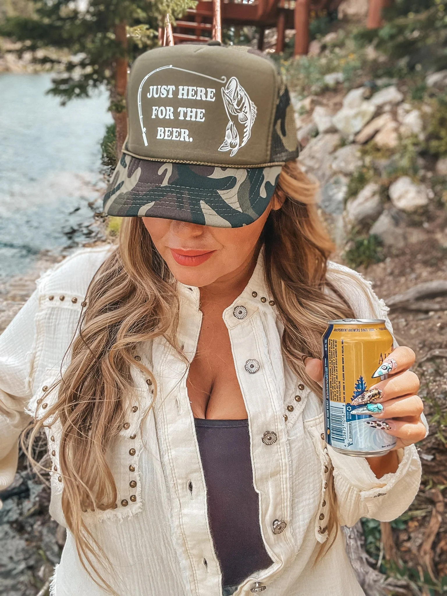 Just Here For The Beer Snap Back Trucker Hat