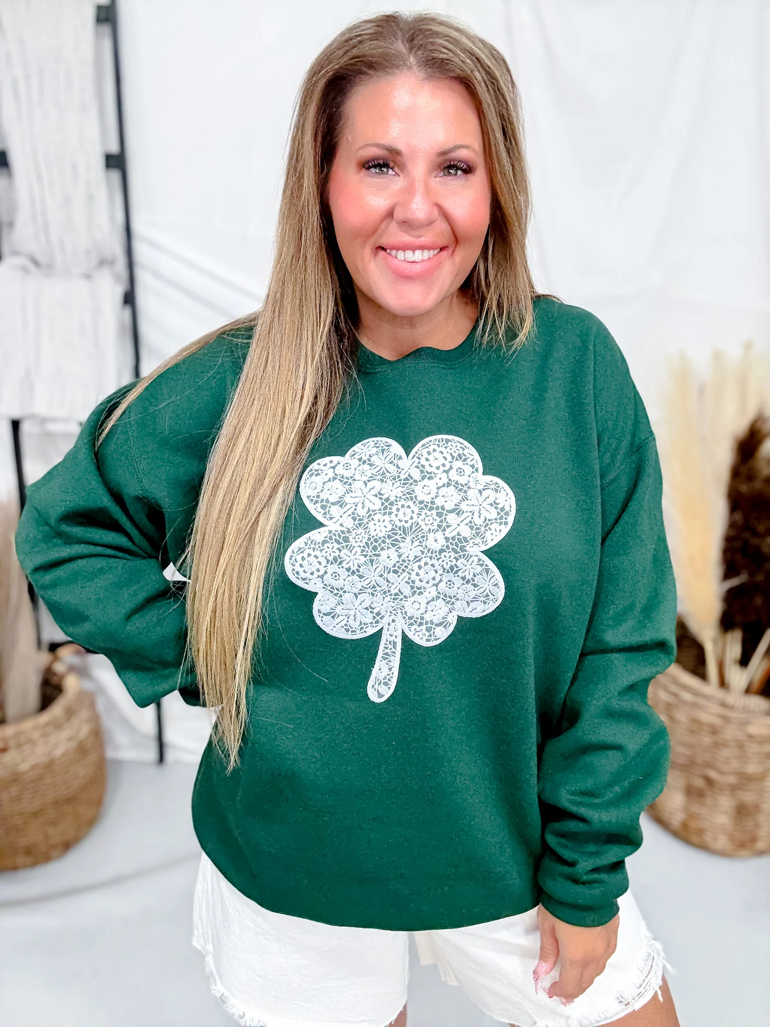 Lace Clover Graphic Sweatshirt FINAL SALE