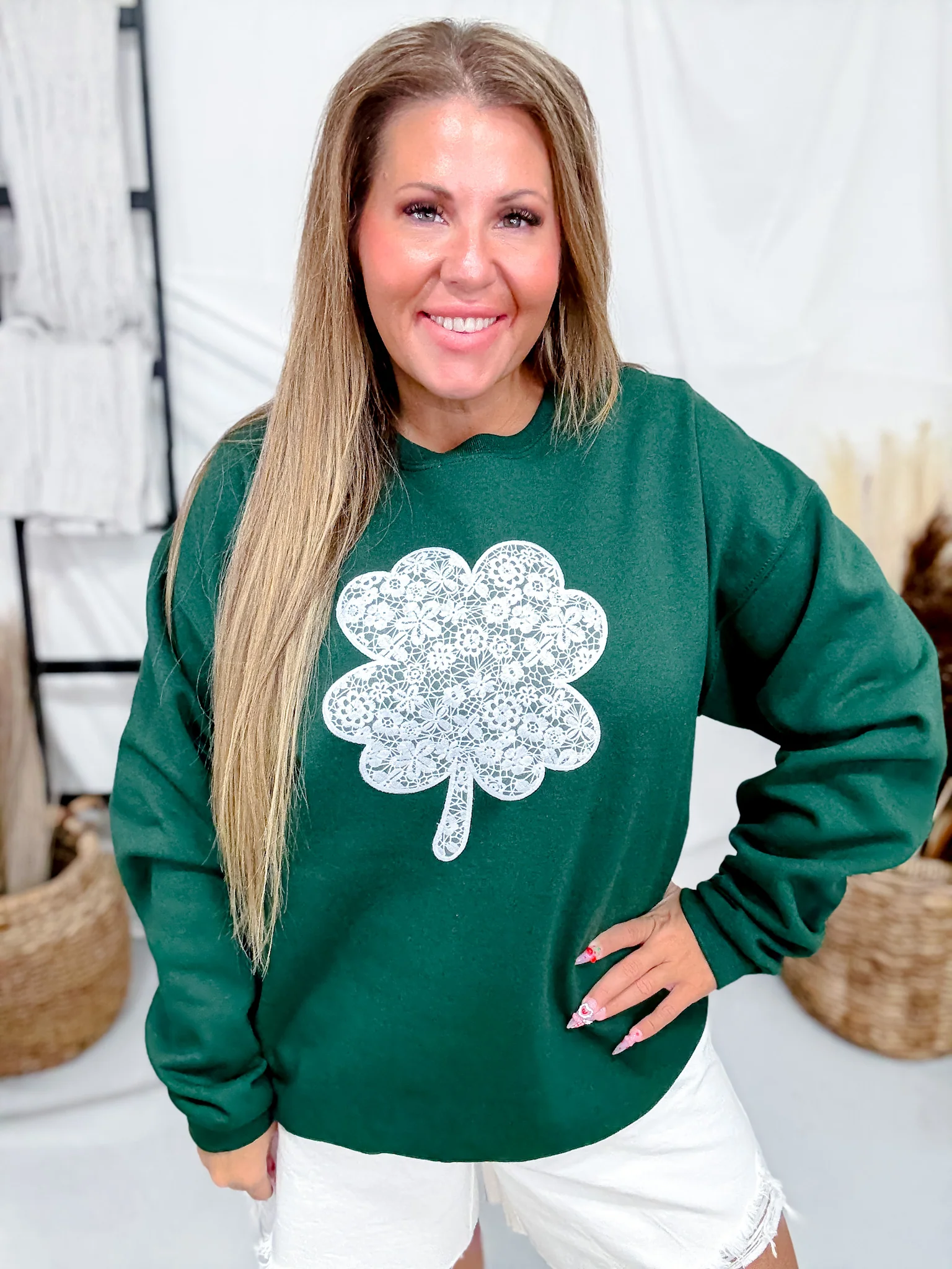 Lace Clover Graphic Sweatshirt FINAL SALE - Image 4