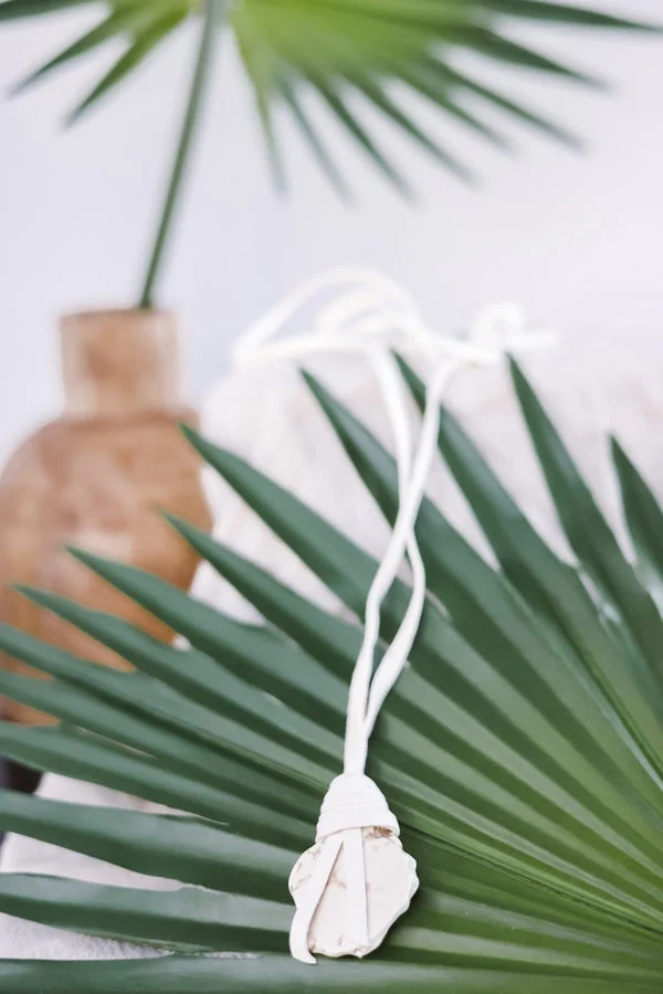 Leather Necklace W/ Howlite Stone FINAL SALE - Image 3