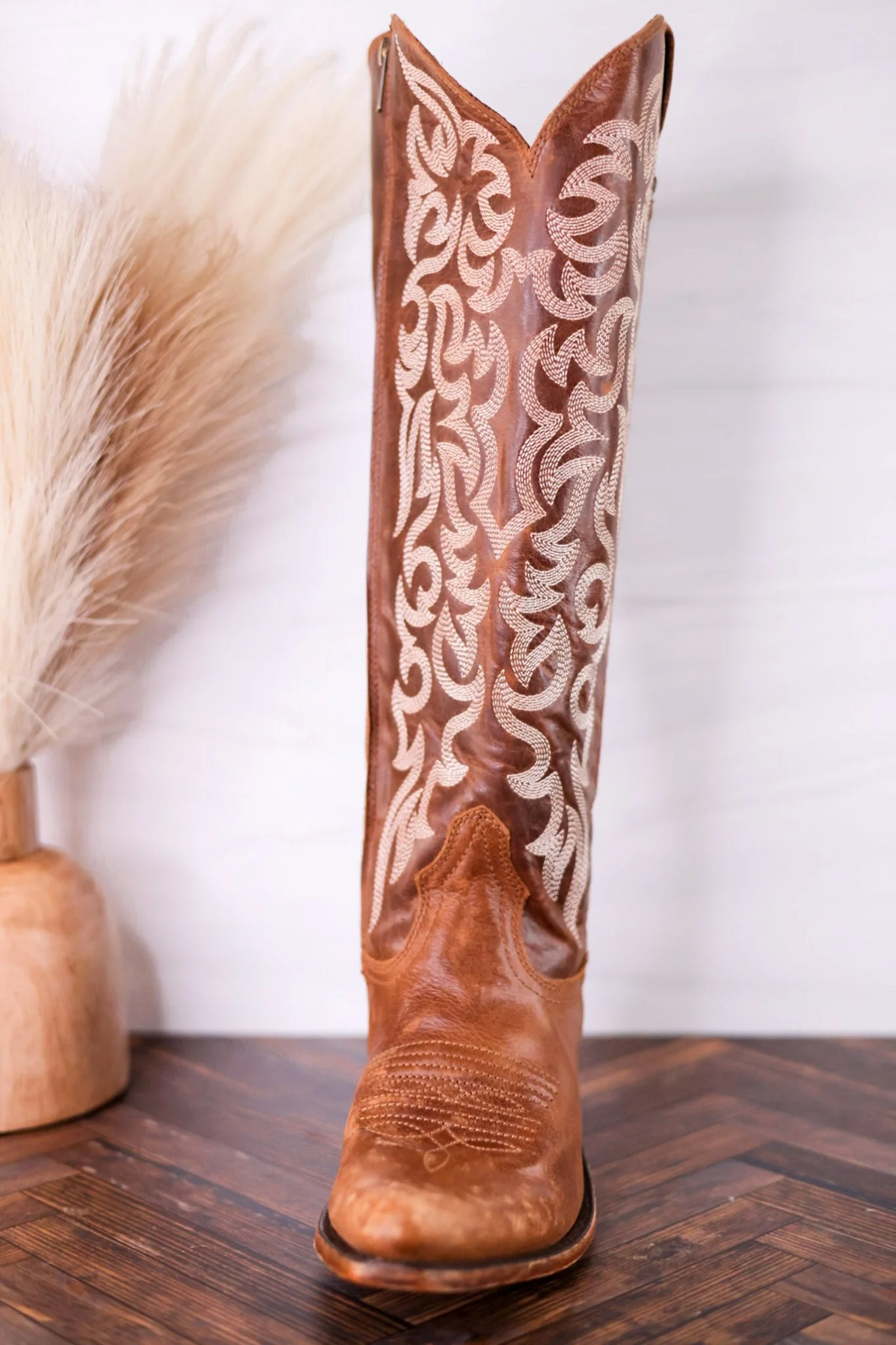 Liberty Black Aretha Mossil Leather Tan Wide Calf Boots - Image 6