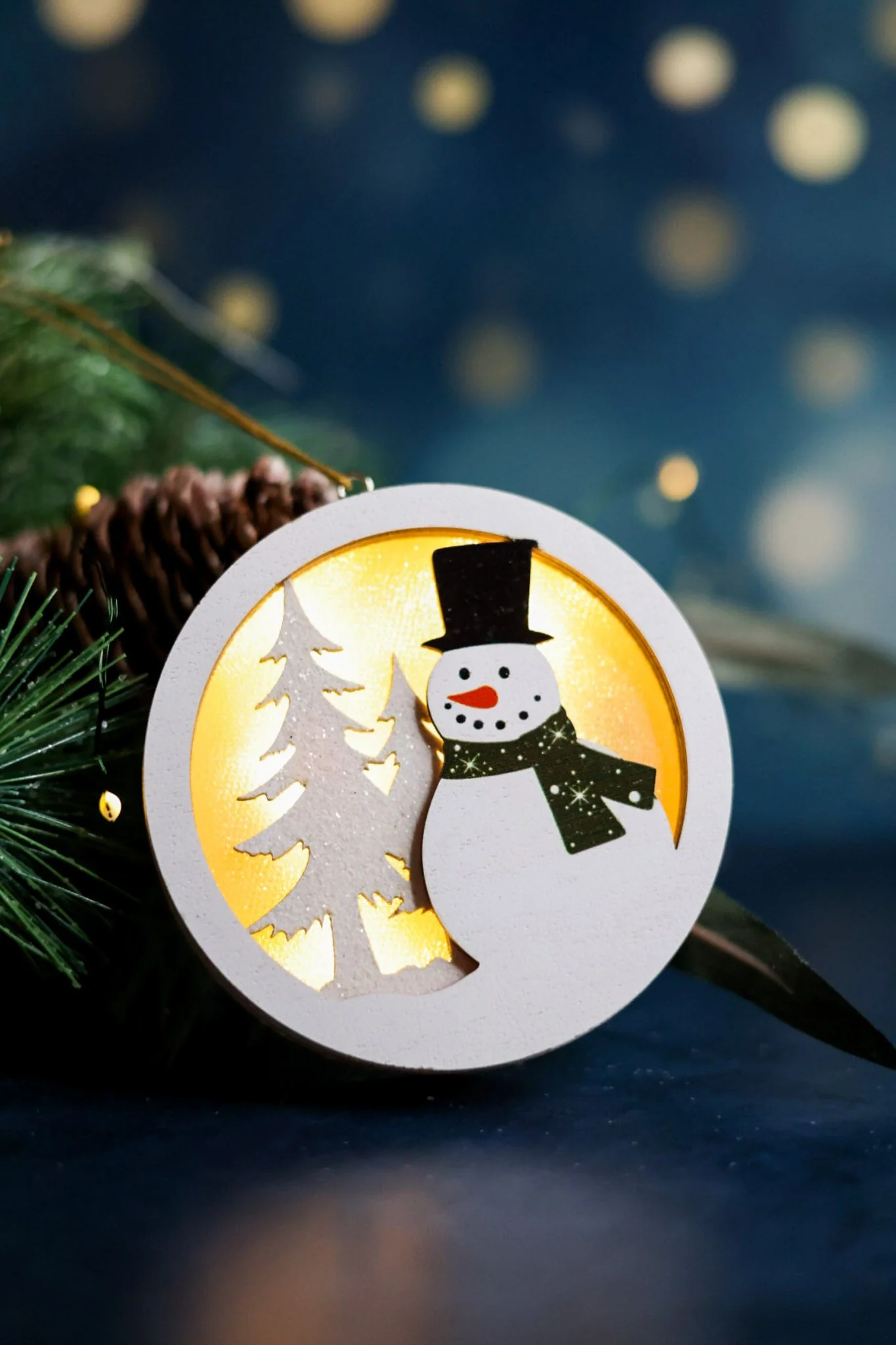 Lighted Snowman Round Ornament FINAL SALE - Image 4