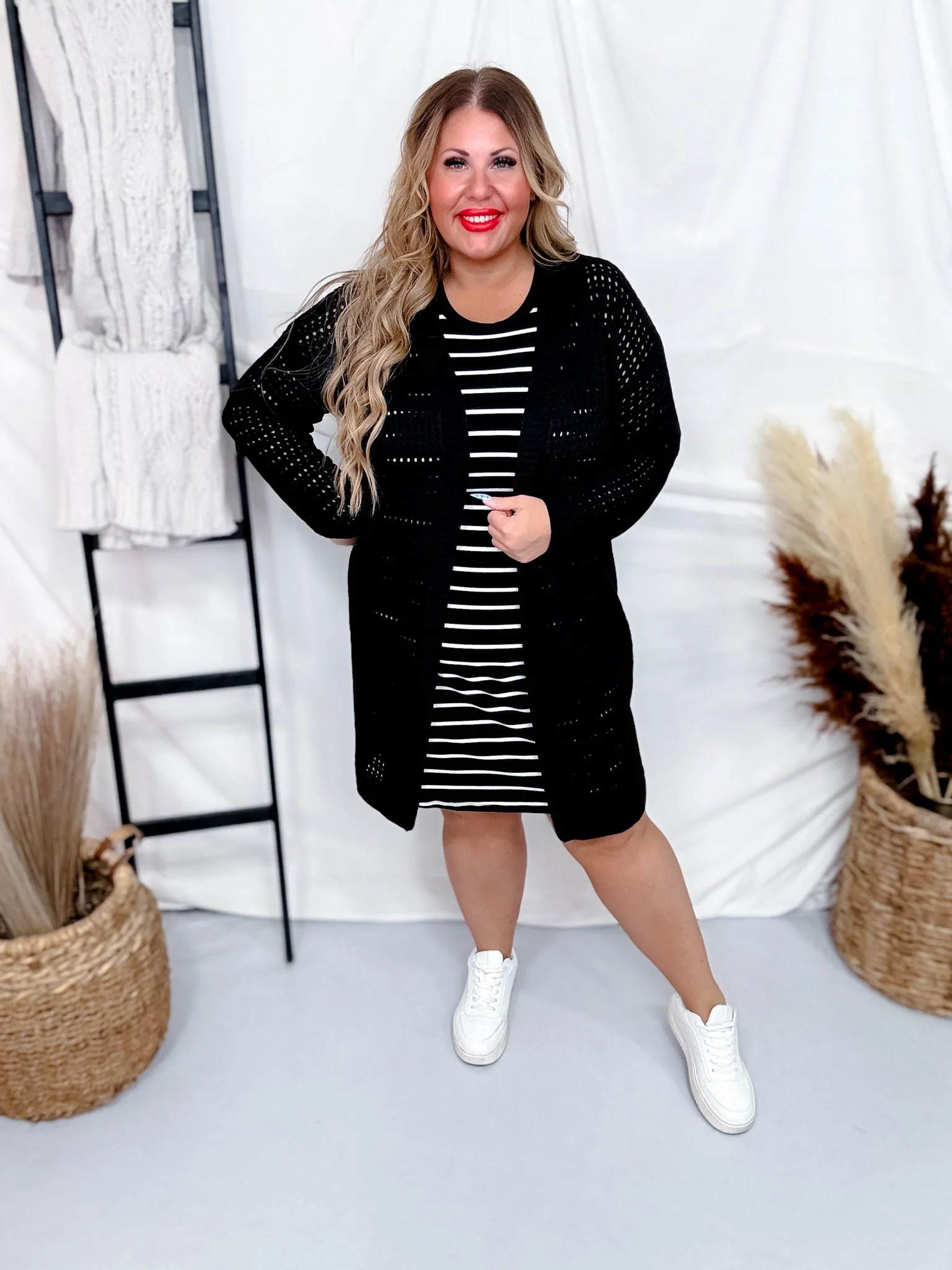 Long Sleeve Black Knit Open Cardigan FINAL SALE - Image 10