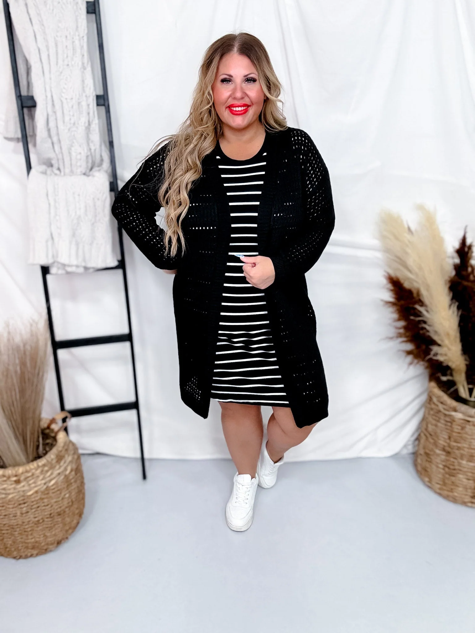 Long Sleeve Black Knit Open Cardigan FINAL SALE - Image 11