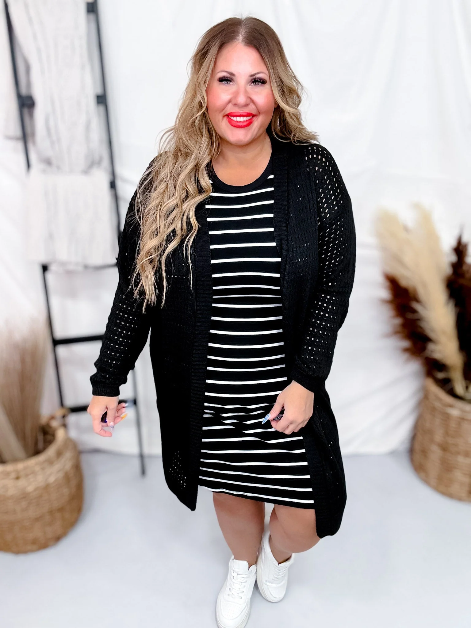 Long Sleeve Black Knit Open Cardigan FINAL SALE - Image 16
