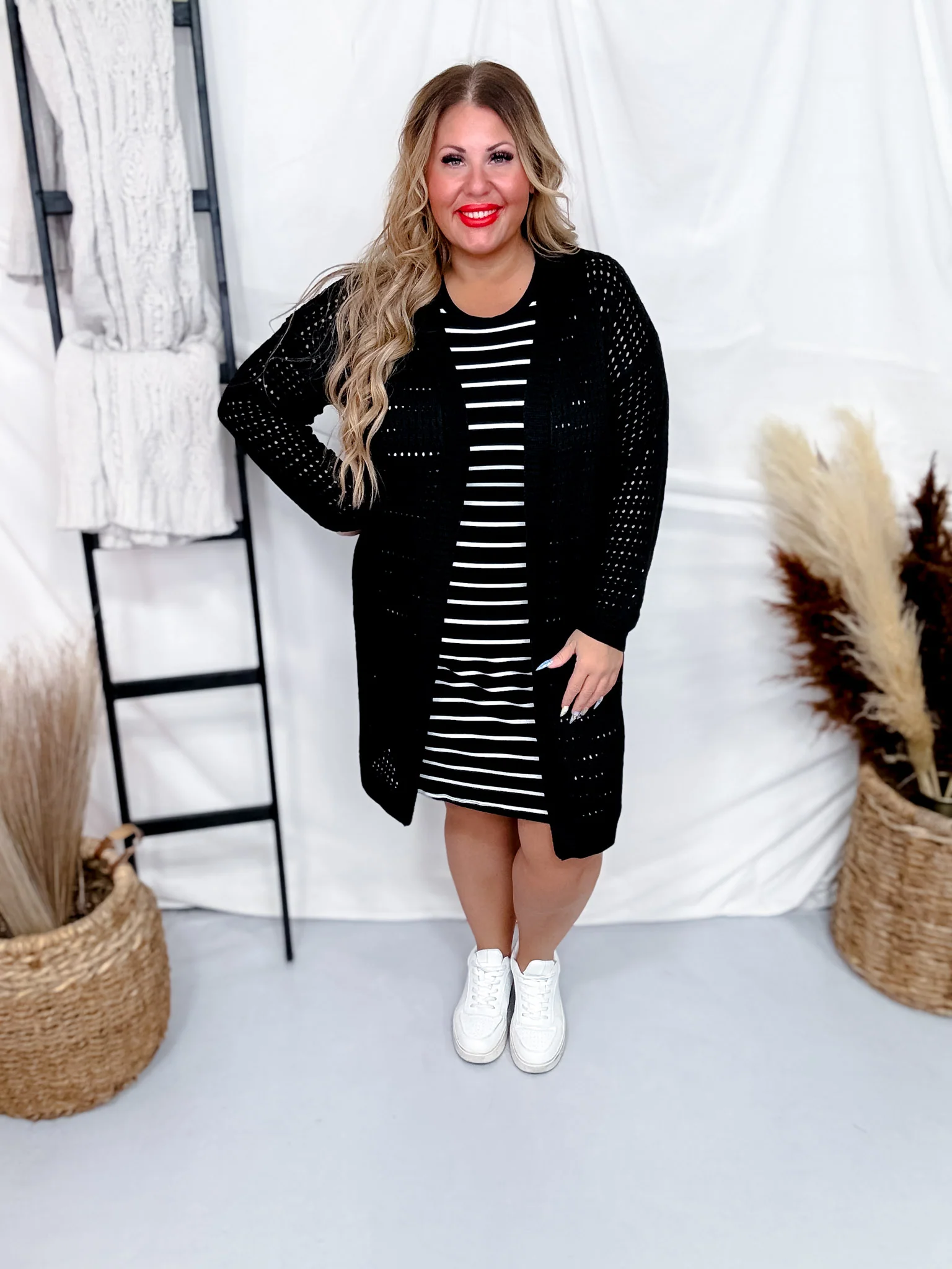 Long Sleeve Black Knit Open Cardigan FINAL SALE - Image 7