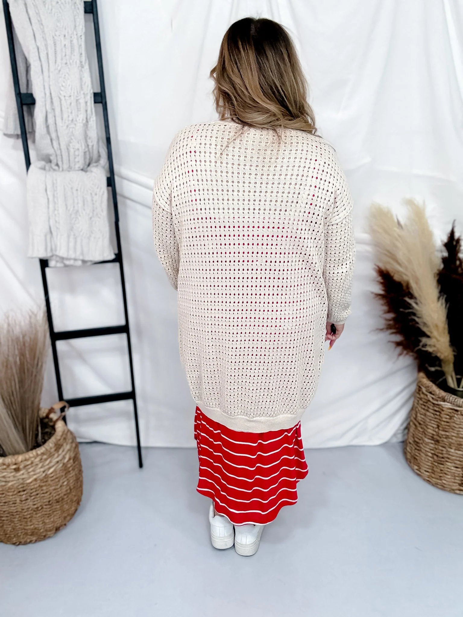 Long Sleeve Cream Knit Open Cardigan FINAL SALE - Image 5