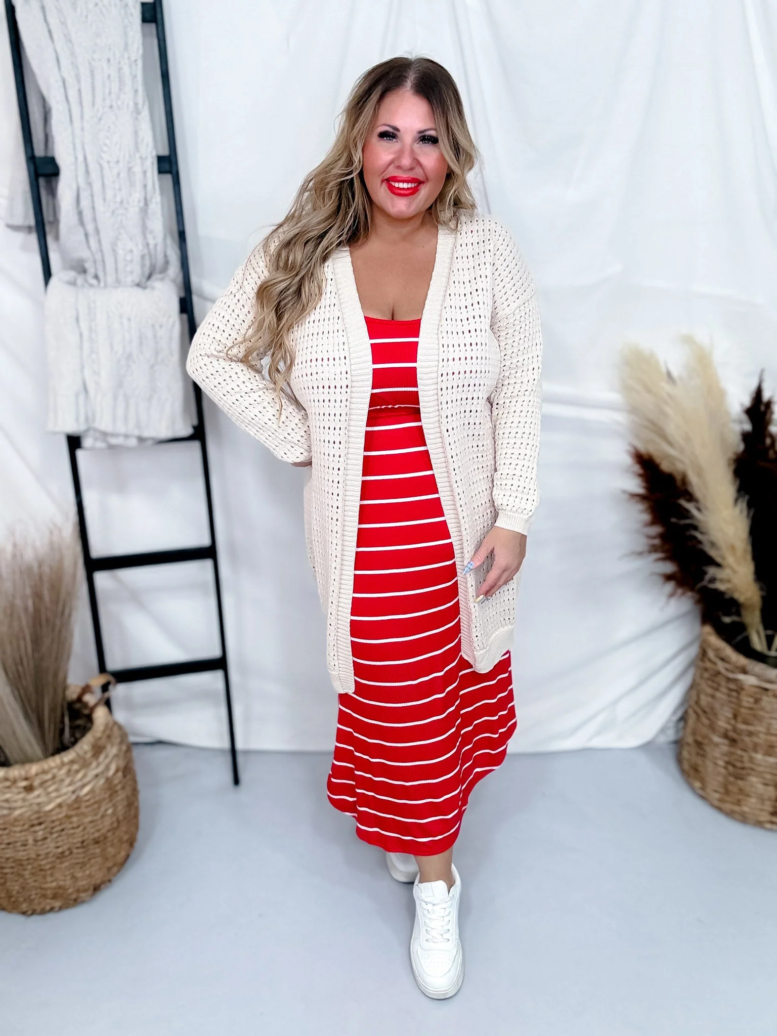 Long Sleeve Cream Knit Open Cardigan FINAL SALE - Image 7
