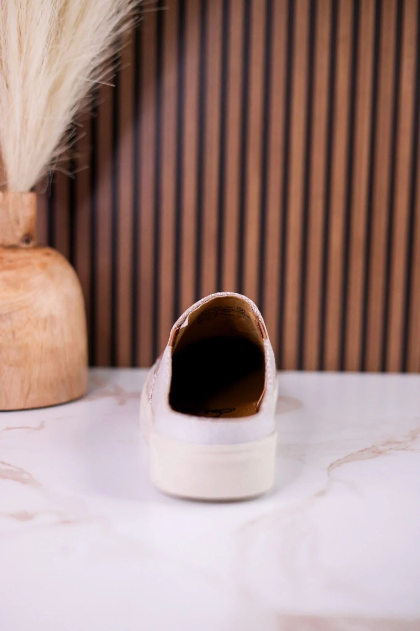 "Marian" Cream Crackle Mule Sneakers With Turquoise Aztec Pattern - Image 7