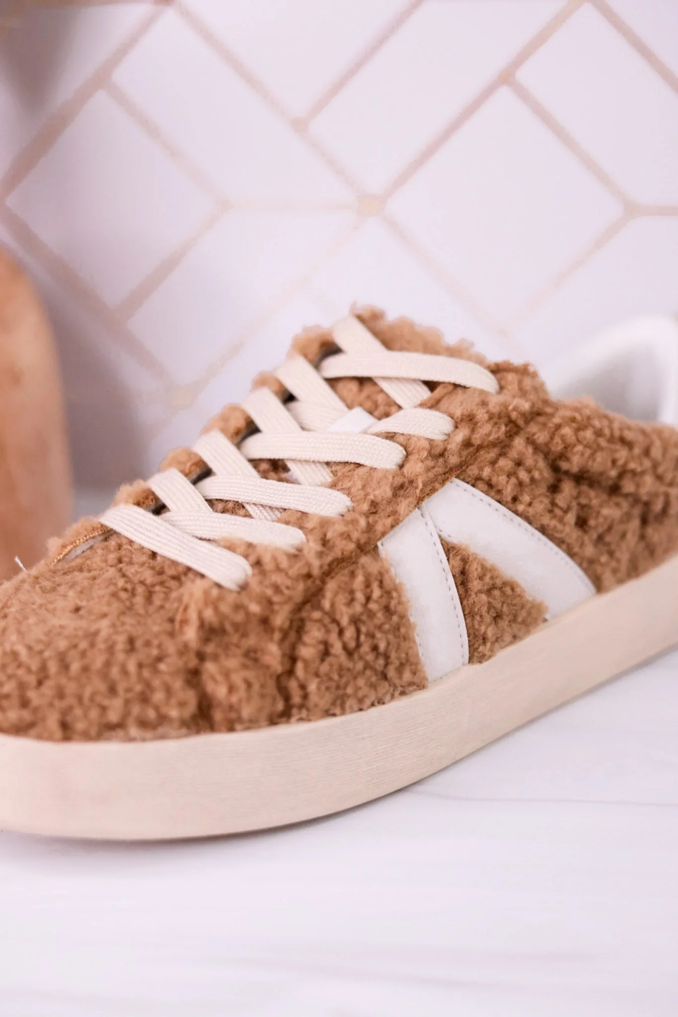 No Chaser Camel Shearling Sneakers FINAL SALE - Image 2