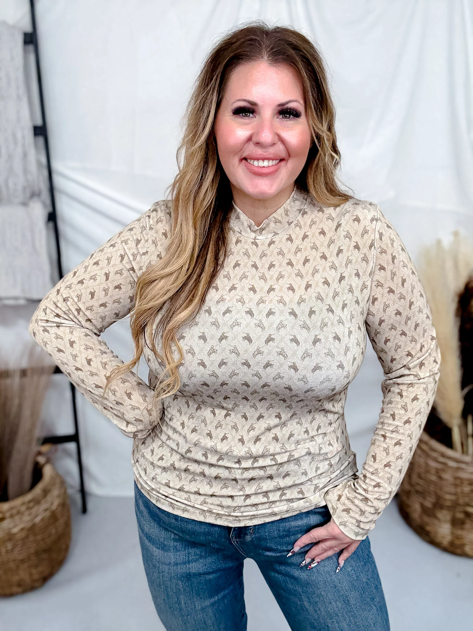 Old School Western Print Vibes Long Sleeve Top FINAL SALE - Image 4