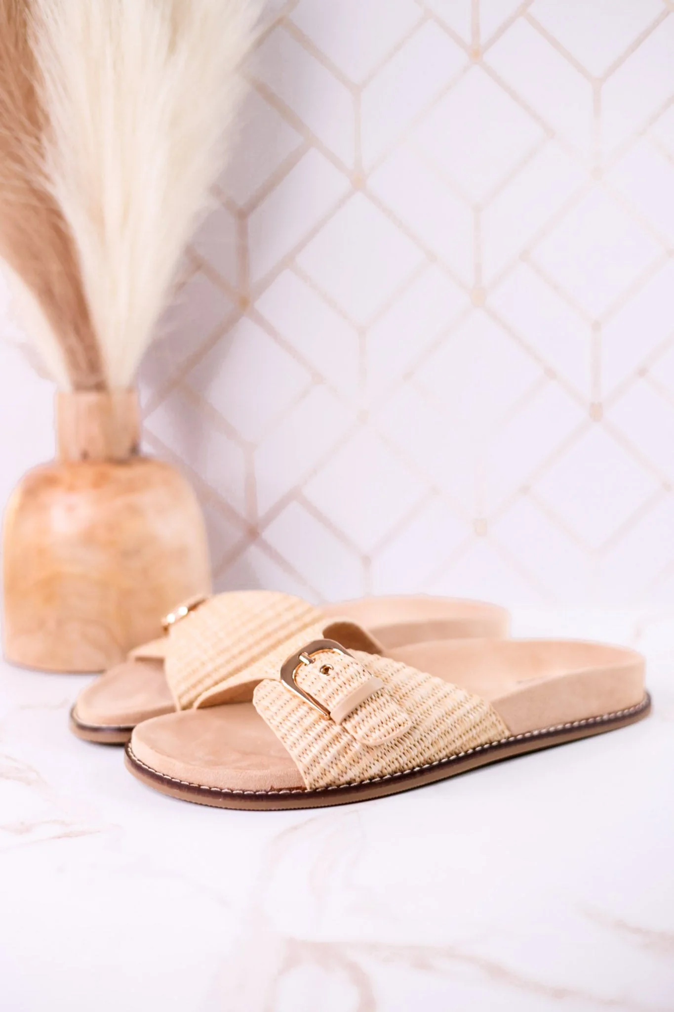 "Passport" Raffia Sandals With Buckle Strap FINAL SALE - Image 3