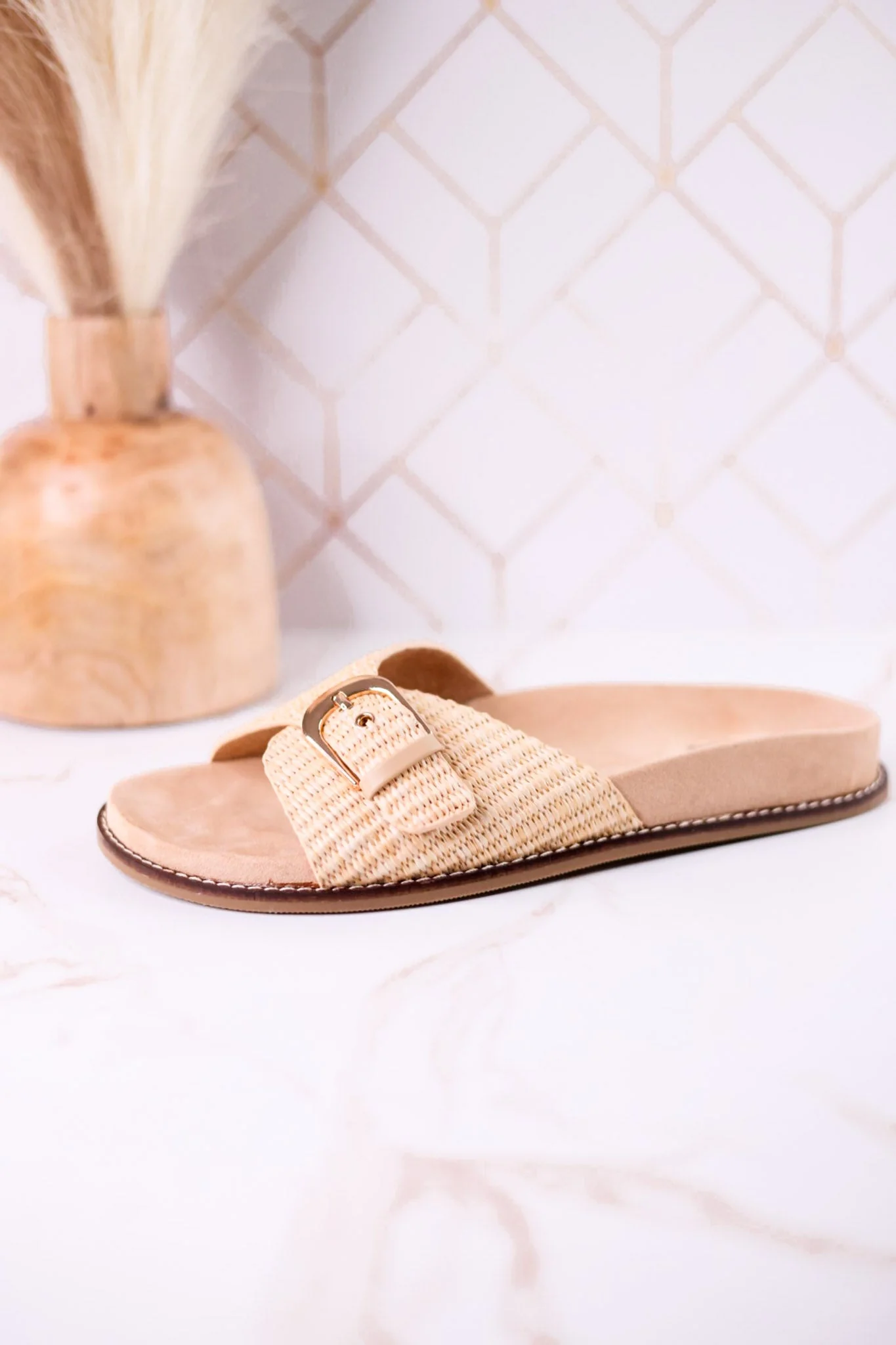 "Passport" Raffia Sandals With Buckle Strap FINAL SALE - Image 4