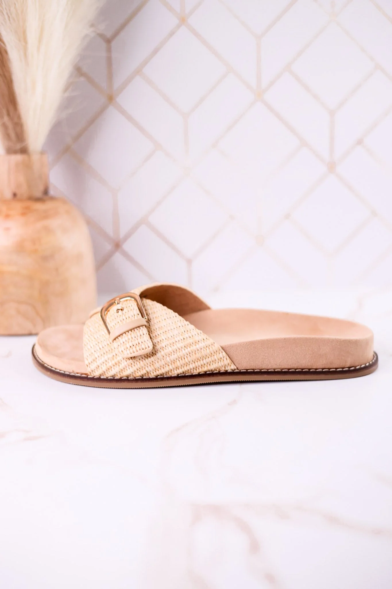 "Passport" Raffia Sandals With Buckle Strap FINAL SALE - Image 6
