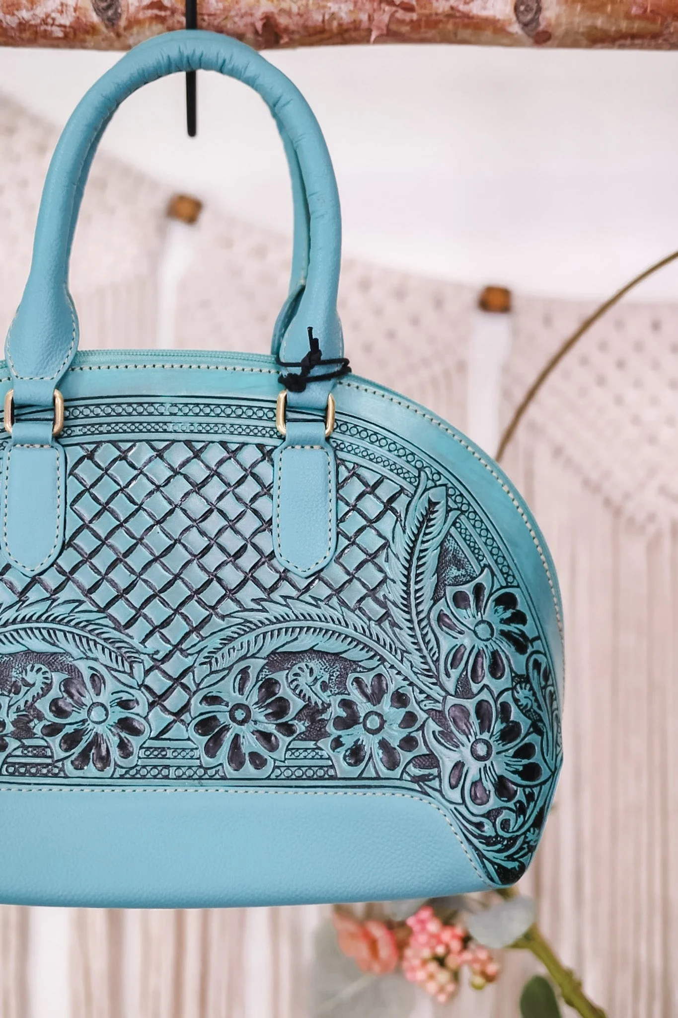 Peonie Creek Hand Tooled Bag - Image 5
