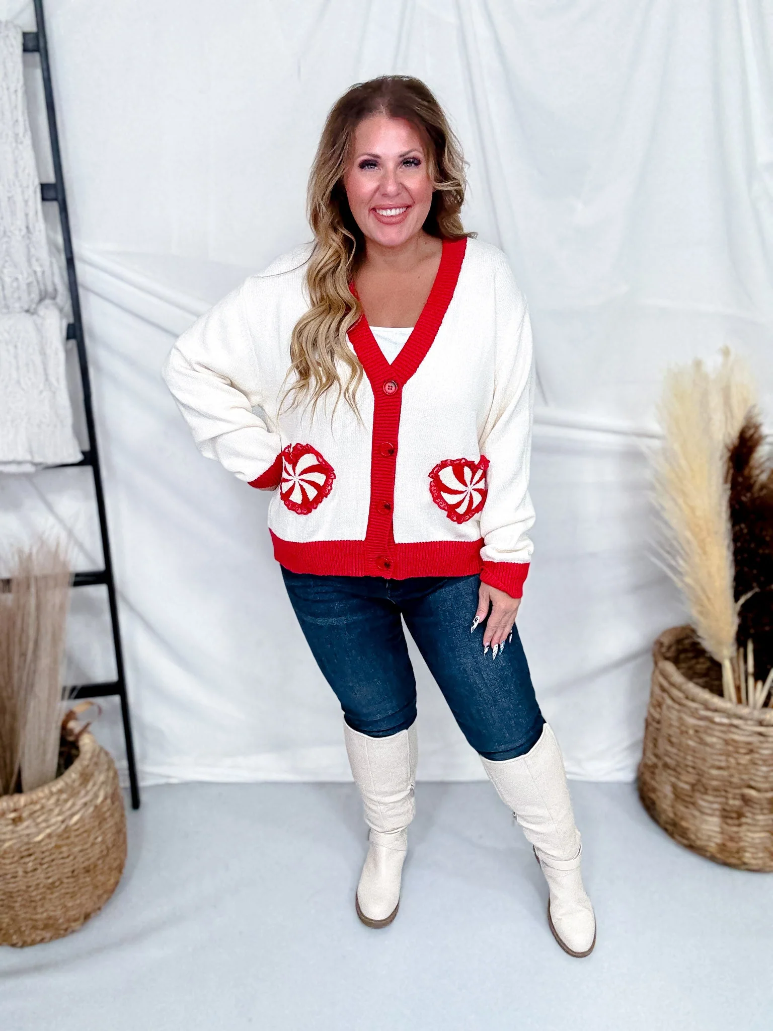 Heart Shaped Peppermint Swirl Button Front Cardigan FINAL SALE - Image 7
