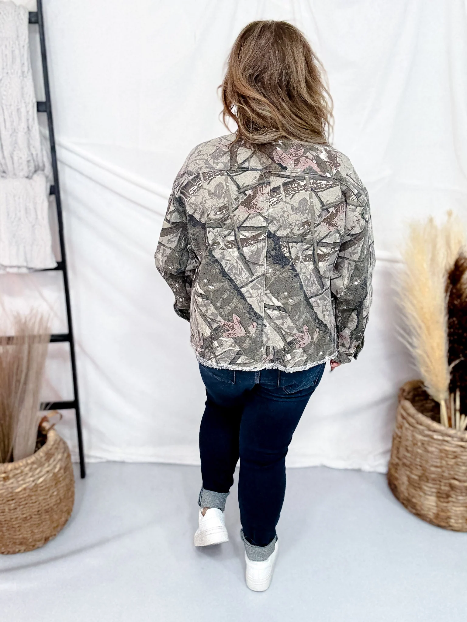 Real Tree Camo Print Denim Jacket With Studs FINAL SALE - Image 7