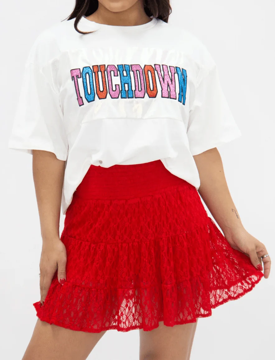 Red Lace Skort With Smocked Waistband FINAL SALE - Image 10