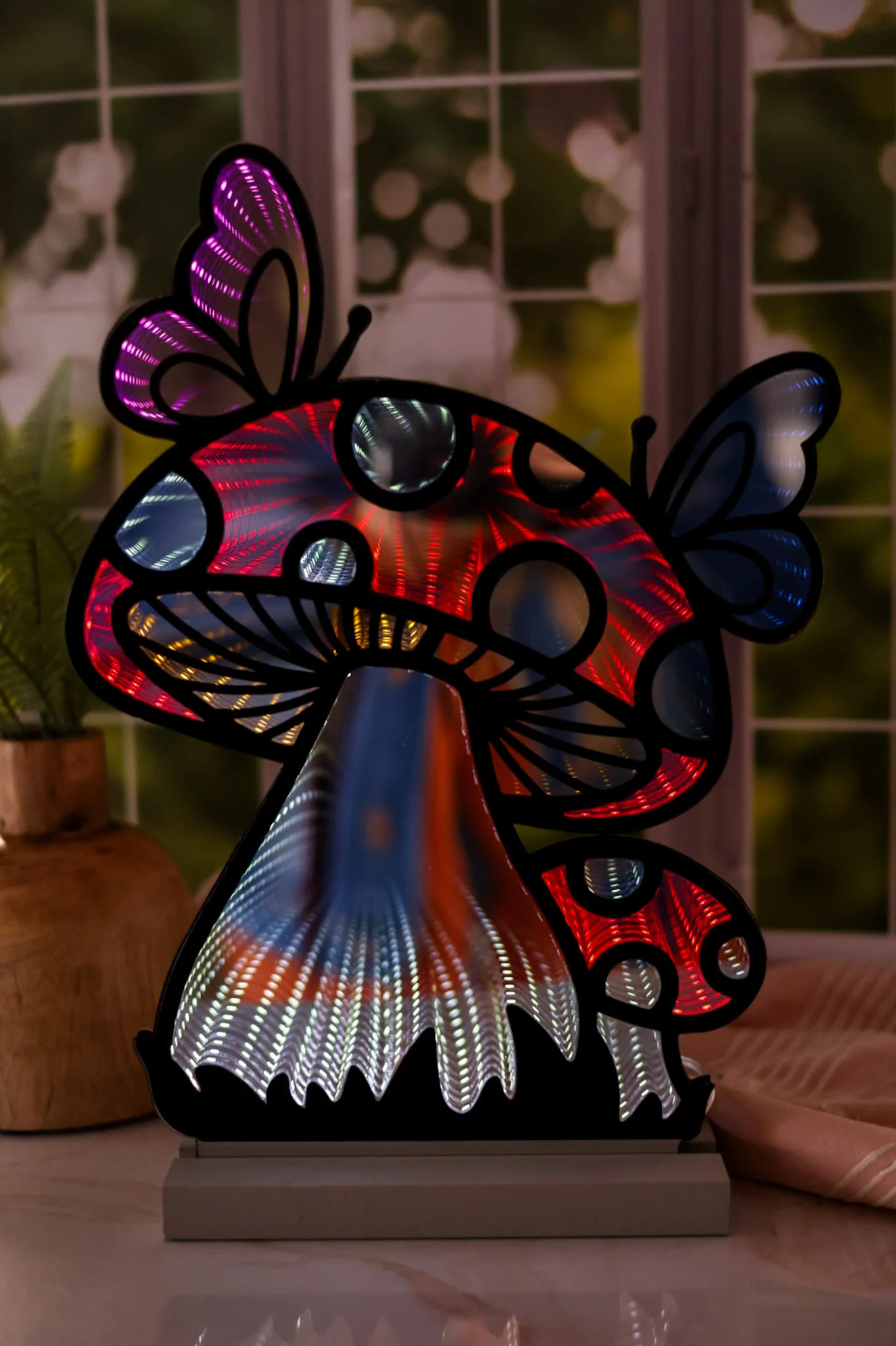 Red Mushrooms and Butterflies Infinity Light FINAL SALE - Image 4