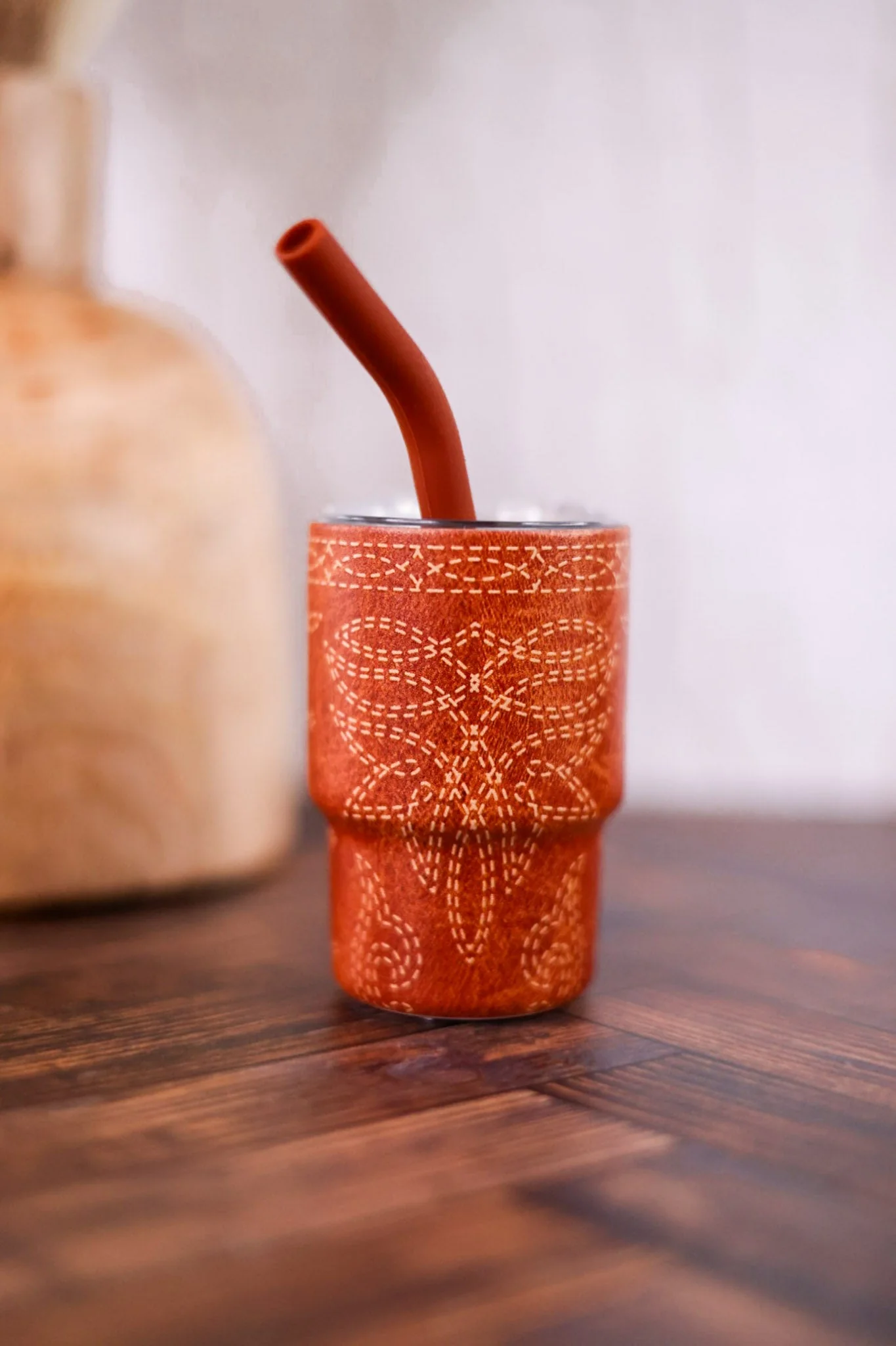 Saddle Stitch Cognac 2oz Tiny Tumbler - Image 3
