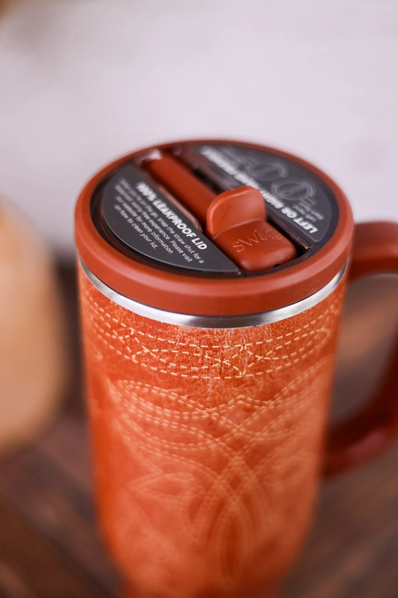 Saddle Stitch Cognac 30oz Mega Mug - Image 3