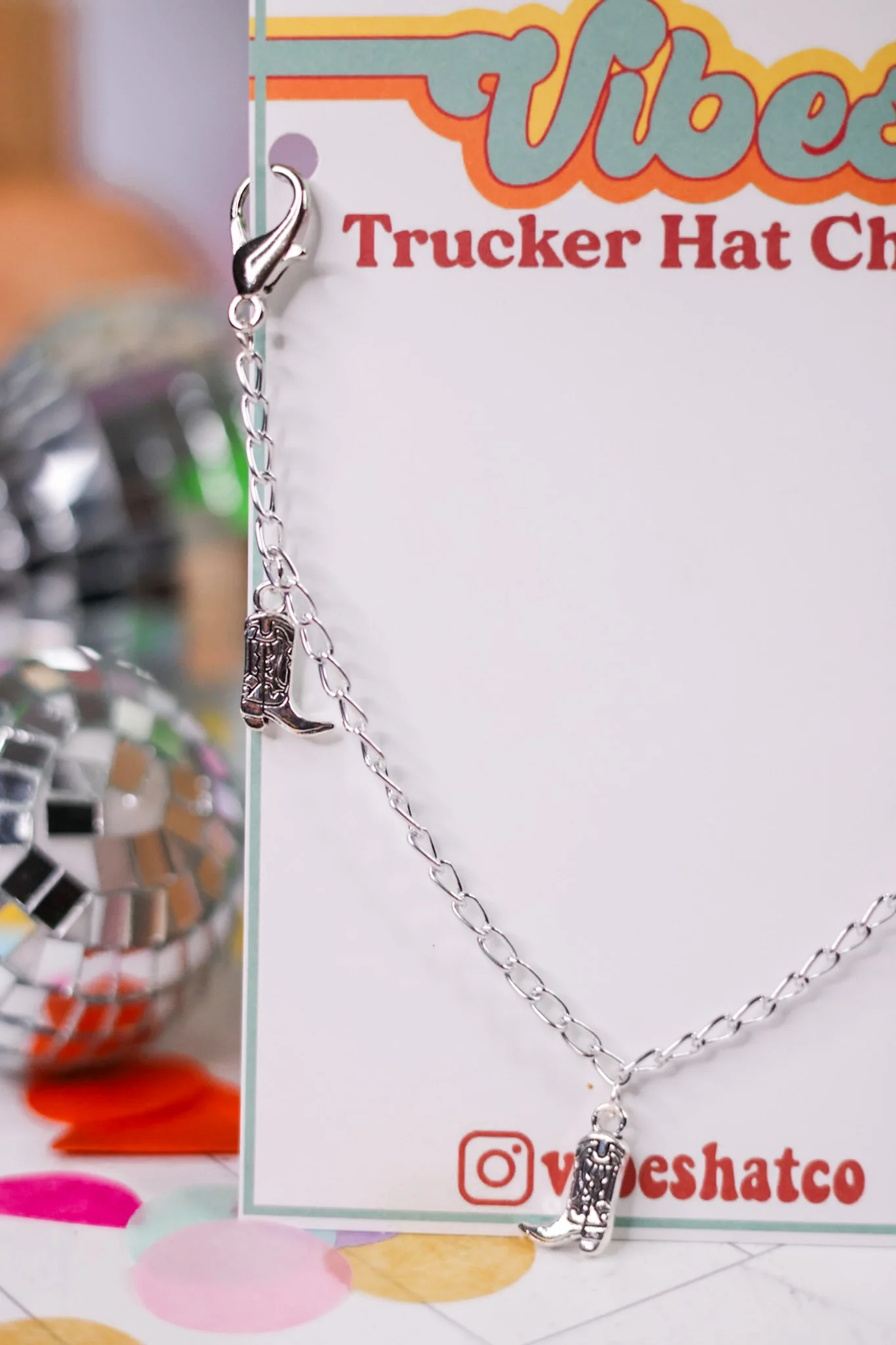 Silver Cowboy Boot Trucker Hat Chain - Image 3