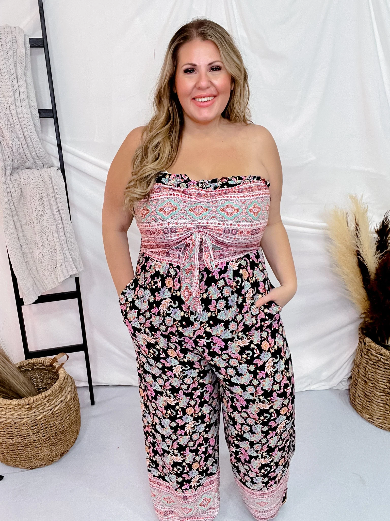 Strapless Floral Print Jumpsuit FINAL SALE - Image 6