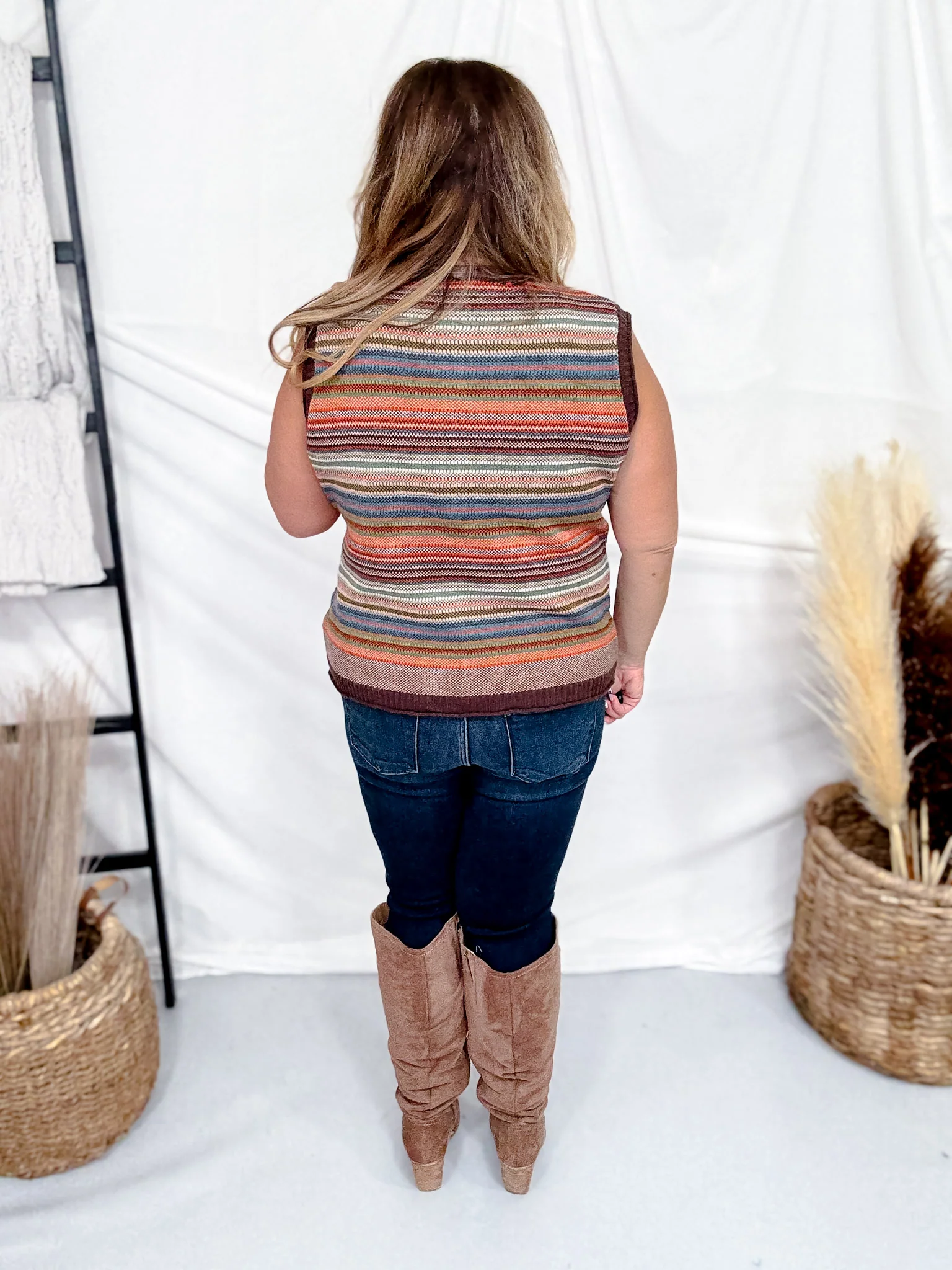 Striped Knit Button Down Sweater Vest FINAL SALE - Image 7