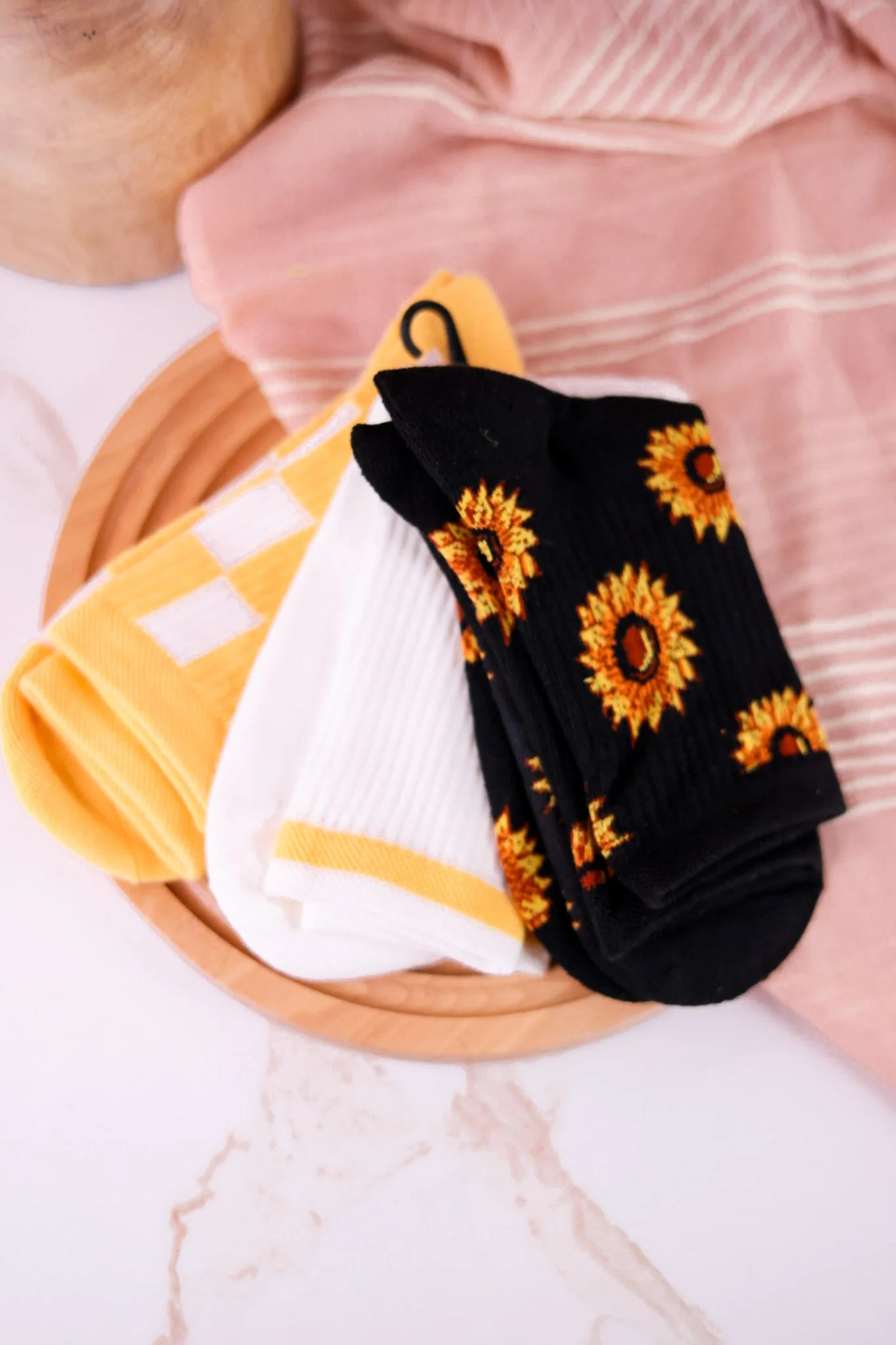 Sunflower & Check Women's Socks (Set Of 3) FINAL SALE - Image 3