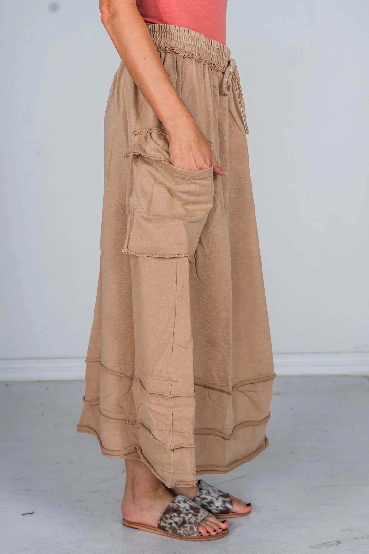 Taupe Acid Washed French Terry Skirt FINAL SALE - Image 10