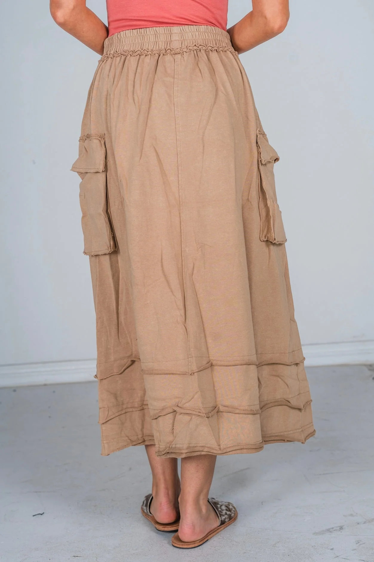 Taupe Acid Washed French Terry Skirt FINAL SALE - Image 11