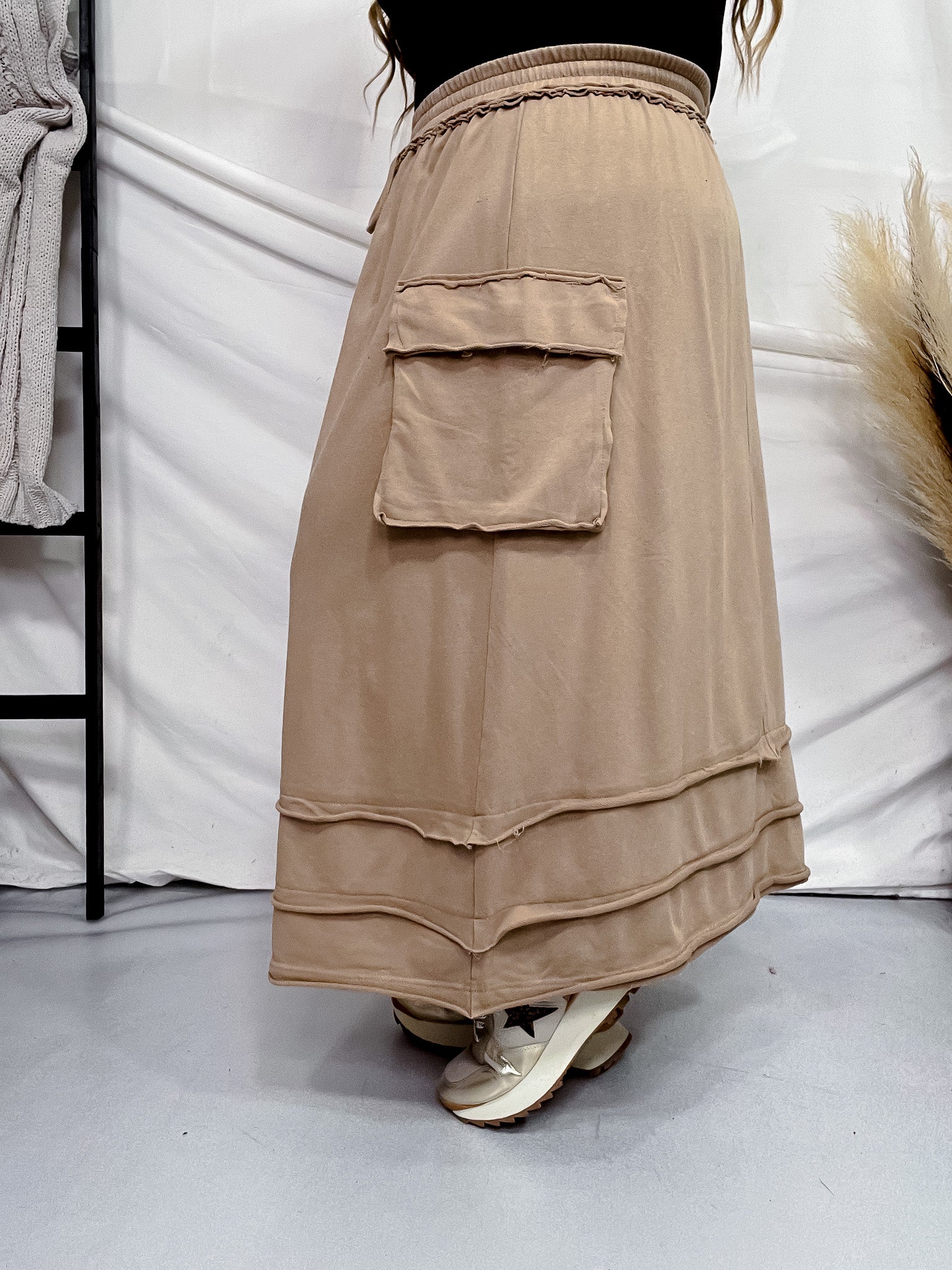 Taupe Acid Washed French Terry Skirt FINAL SALE - Image 3