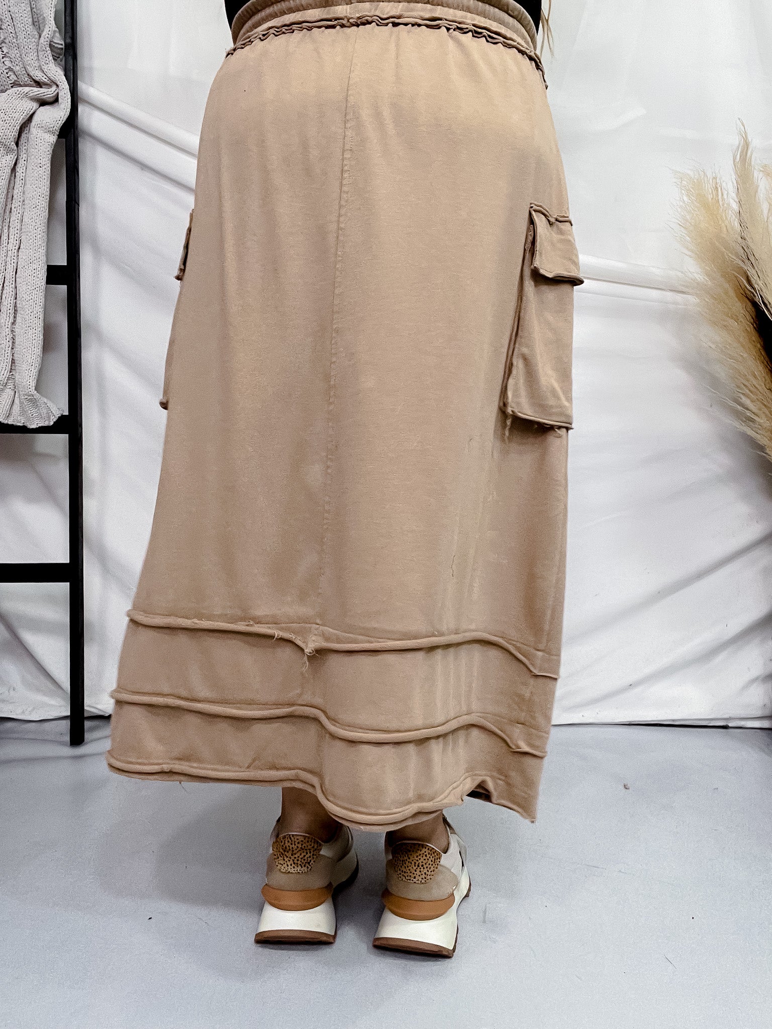 Taupe Acid Washed French Terry Skirt FINAL SALE - Image 4