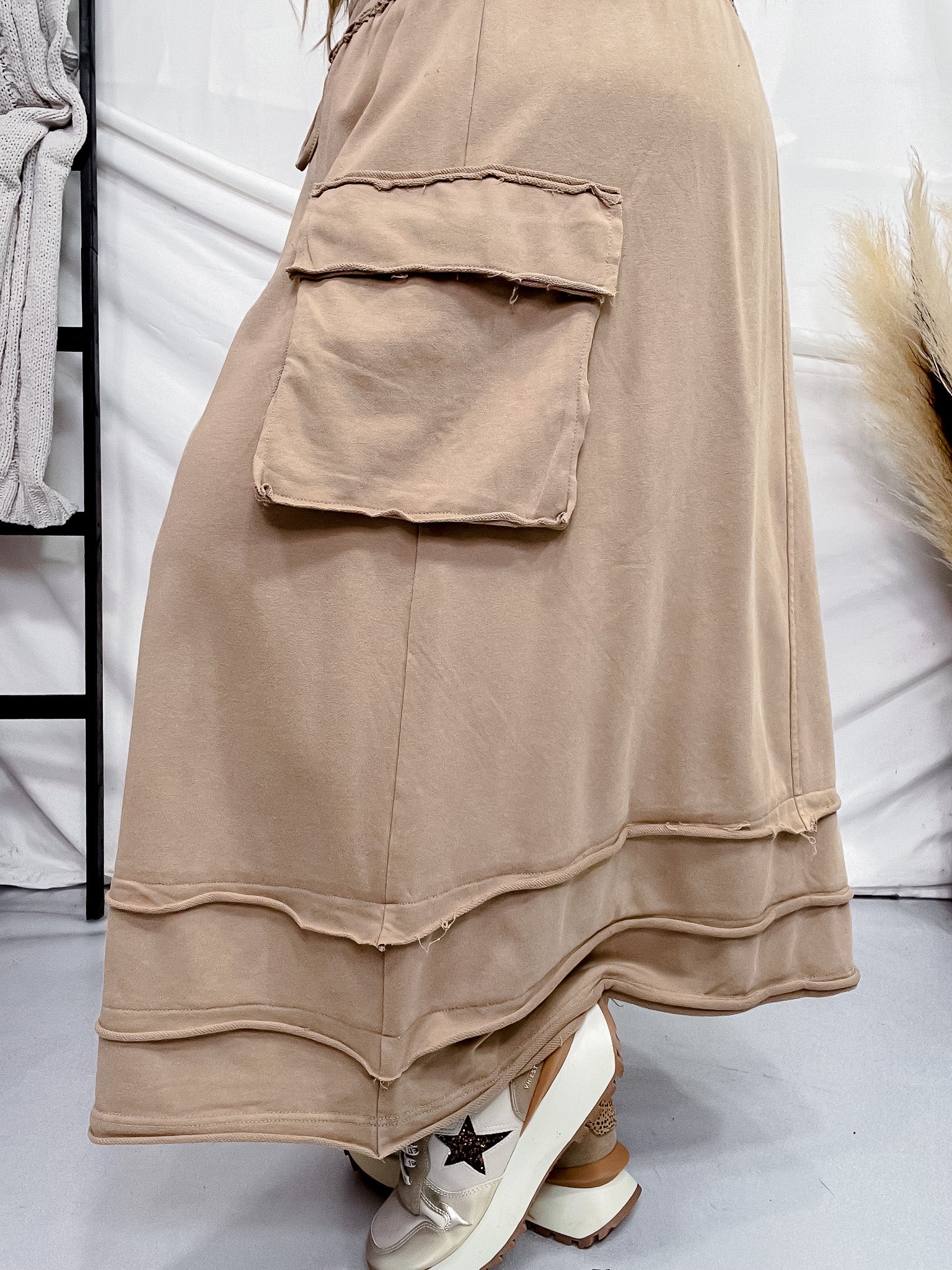 Taupe Acid Washed French Terry Skirt FINAL SALE - Image 5