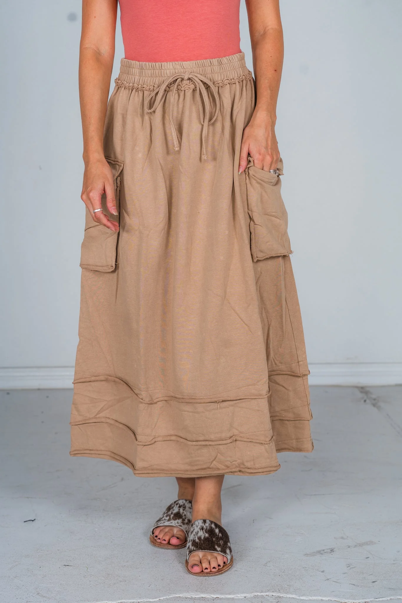 Taupe Acid Washed French Terry Skirt FINAL SALE - Image 9