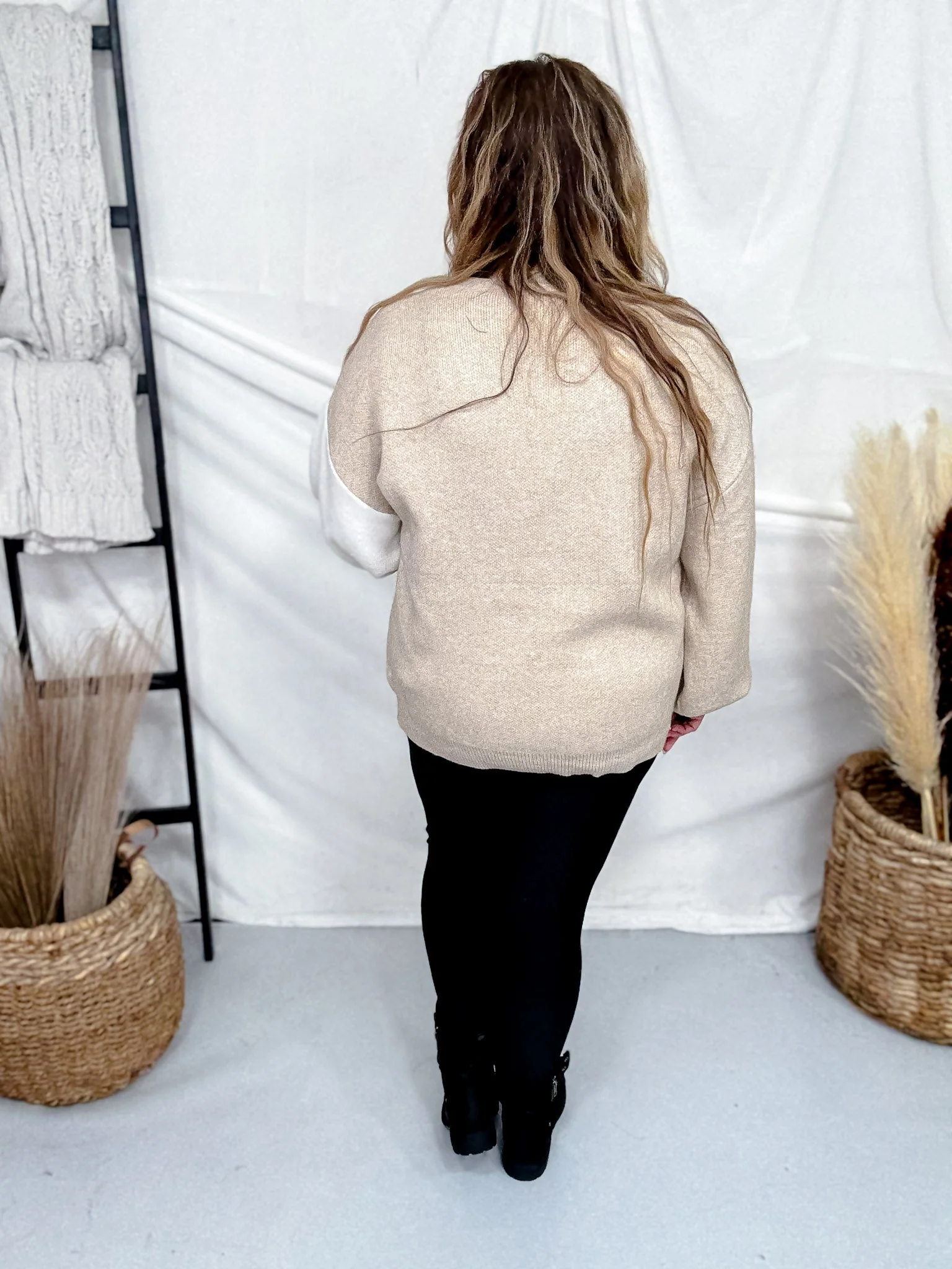 Taupe & White Yin Yang Sweater FINAL SALE - Image 5