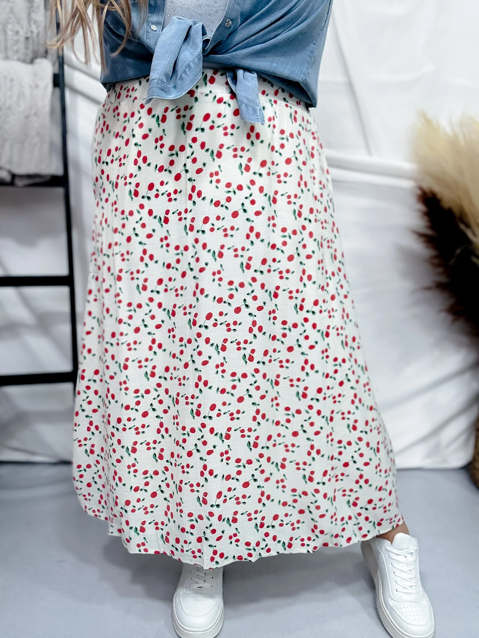 Textured Cherry Pie Midi Skirt FINAL SALE