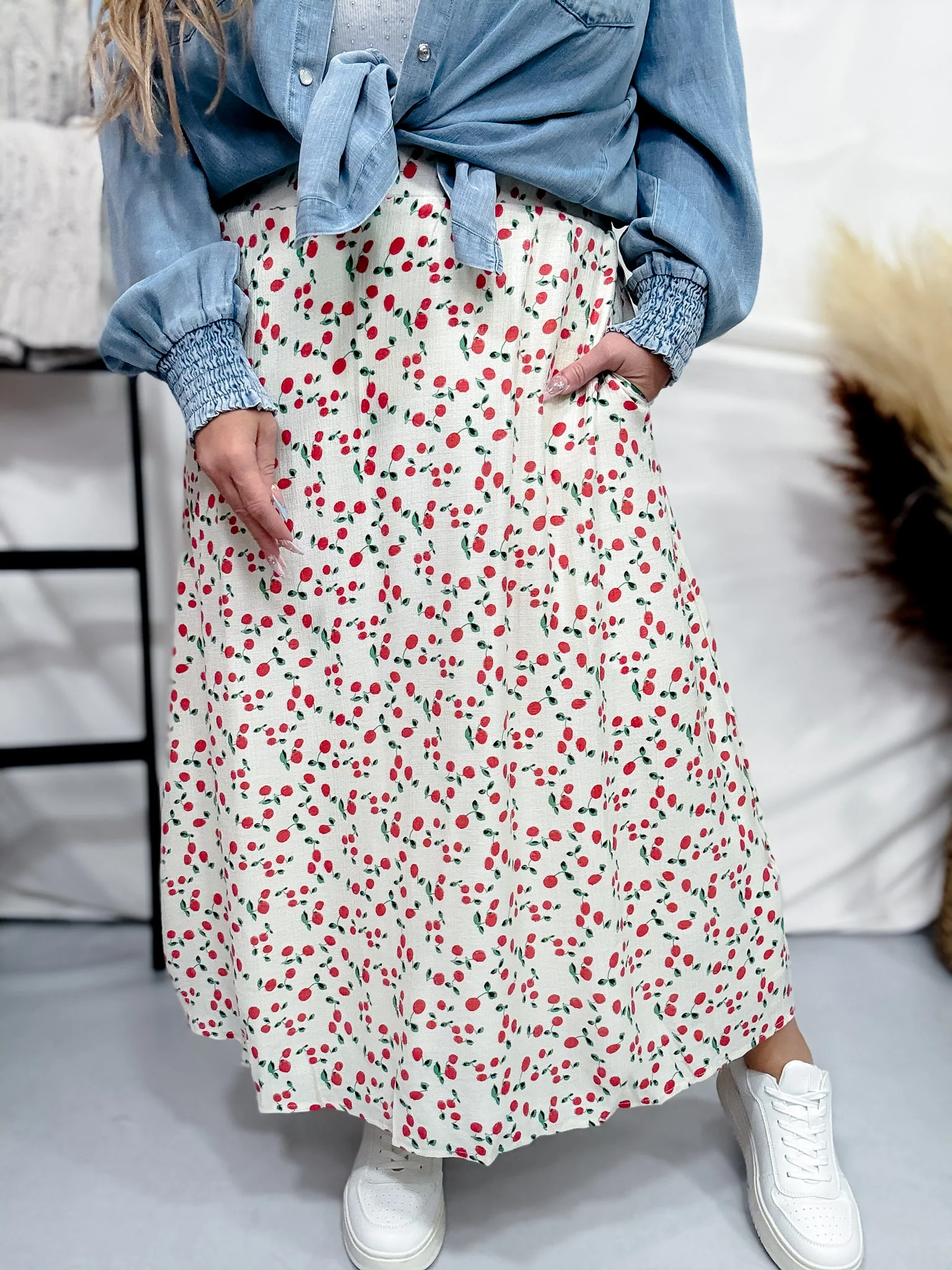 Textured Cherry Pie Midi Skirt FINAL SALE - Image 6