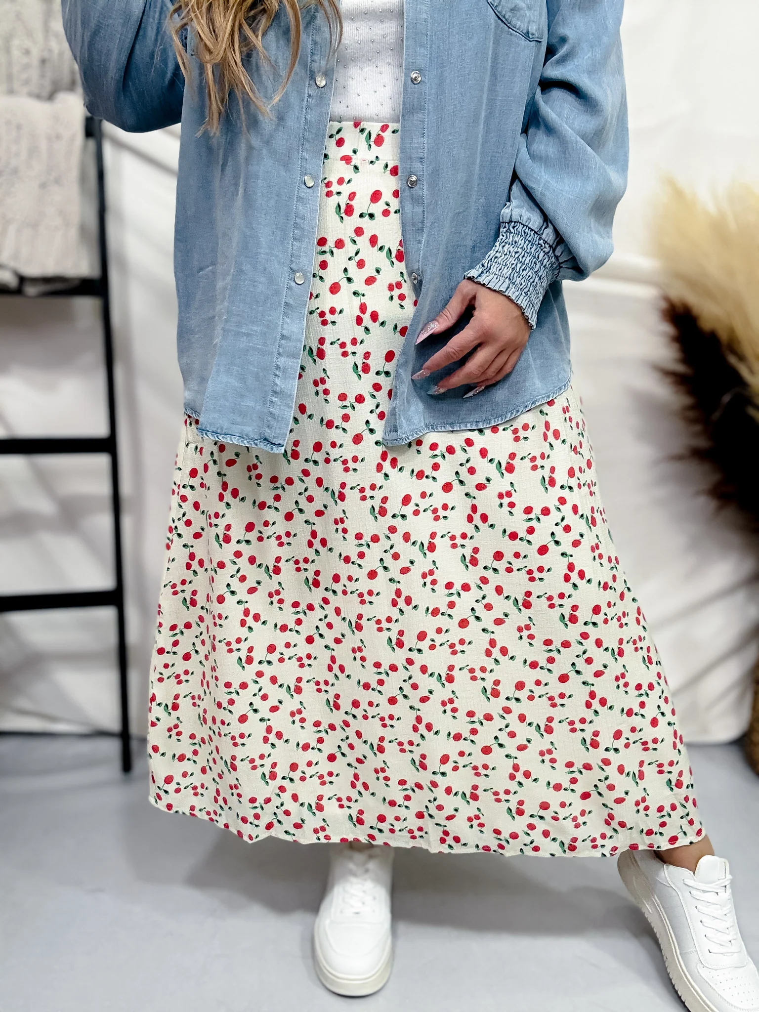 Textured Cherry Pie Midi Skirt FINAL SALE - Image 8