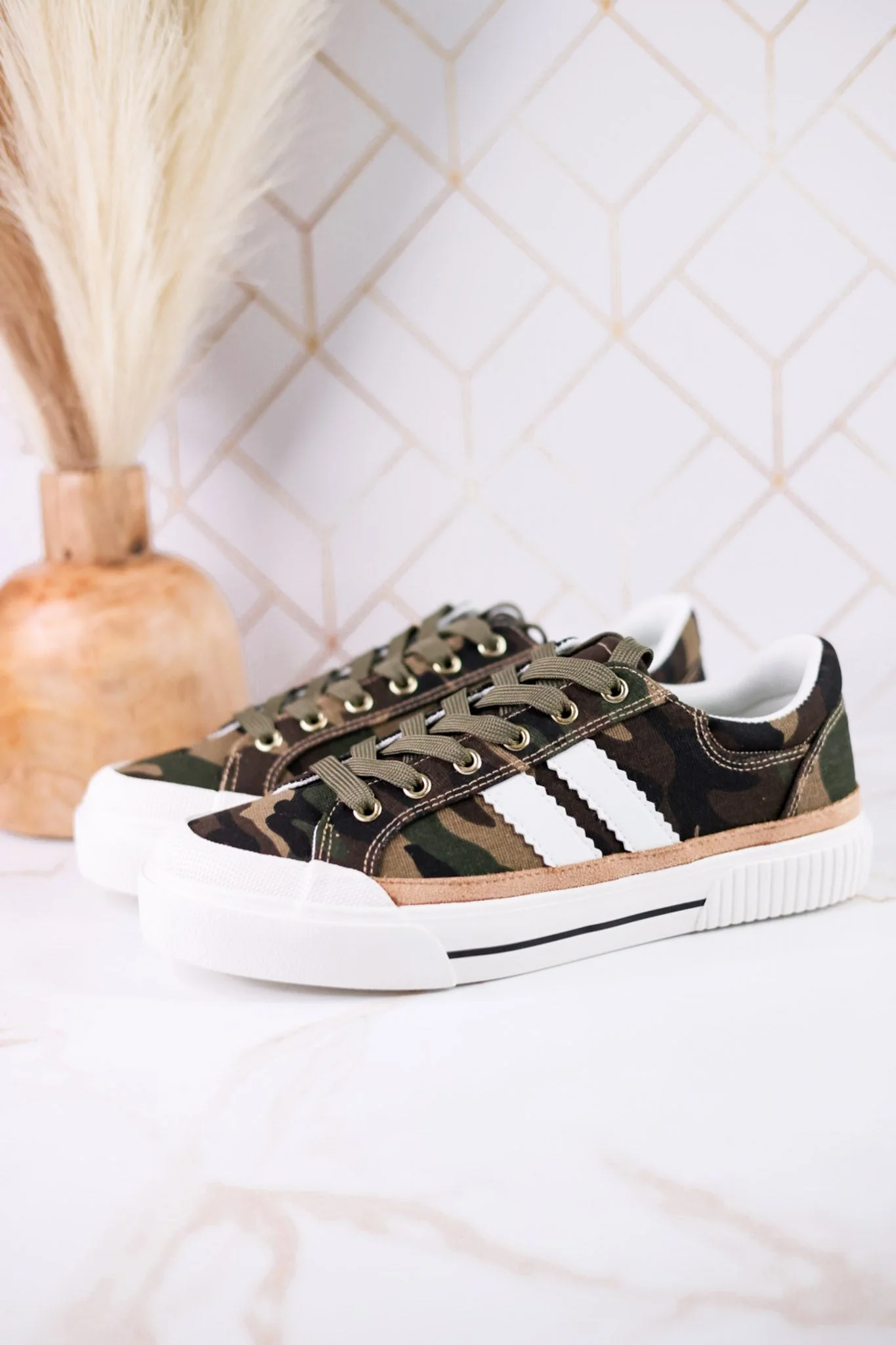 "That's Her" Camo Print Sneakers With Green & Red Laces FINAL SALE