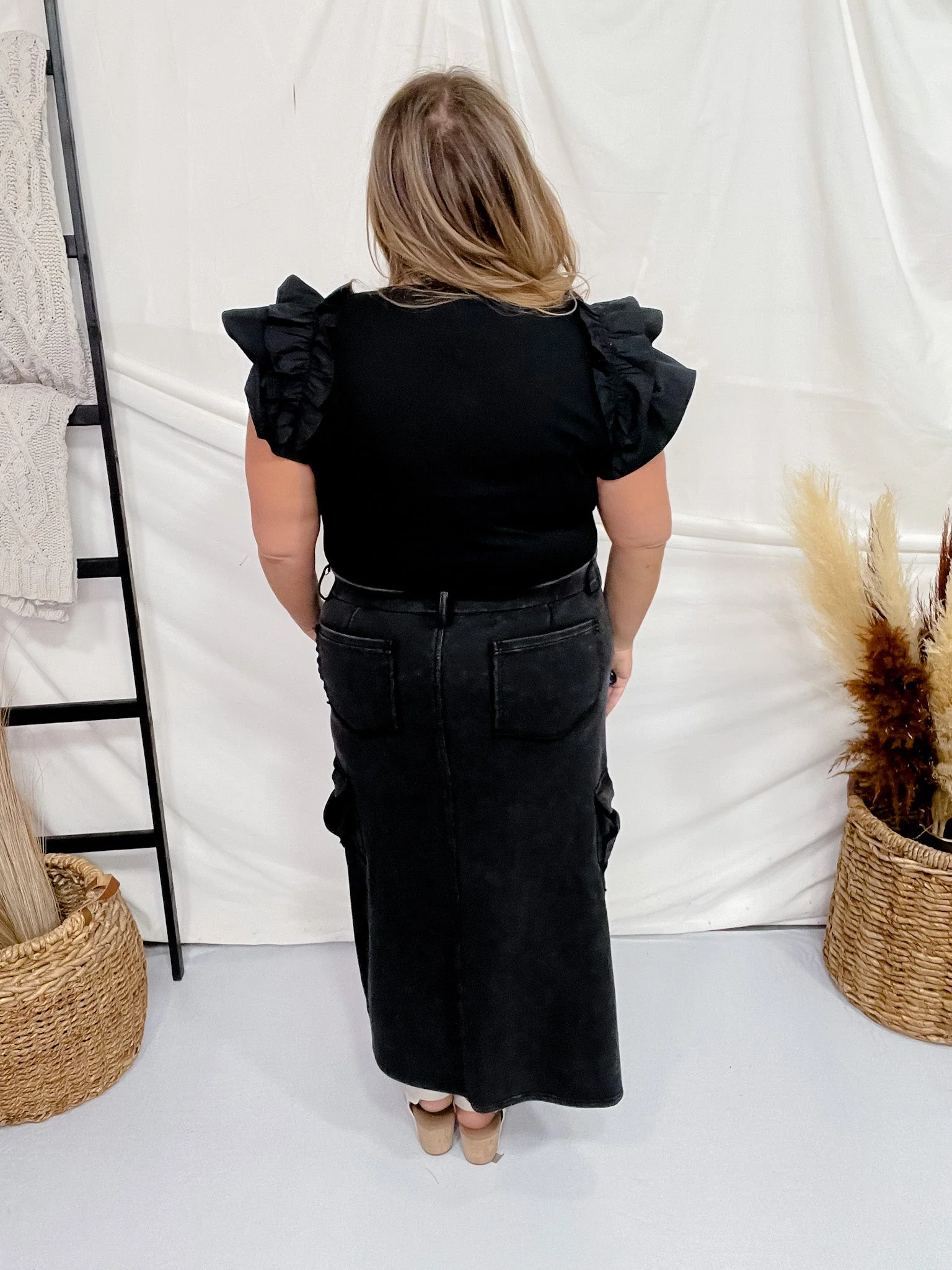 Tiered Ruffle Sleeves Rib-Knit Top FINAL SALE - Image 3