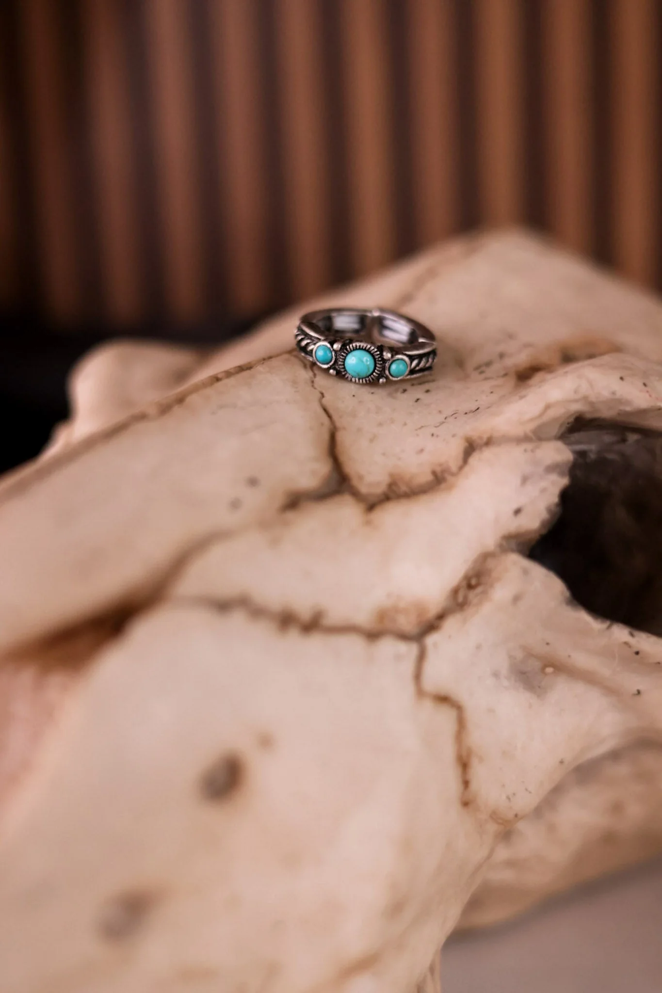 Turquoise 3 Stone Western Simple Stretch Ring